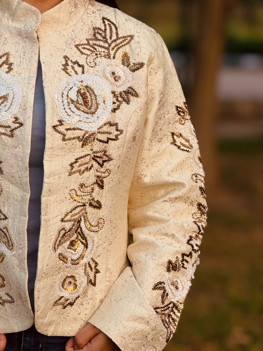 Boston proper cream textured jacket