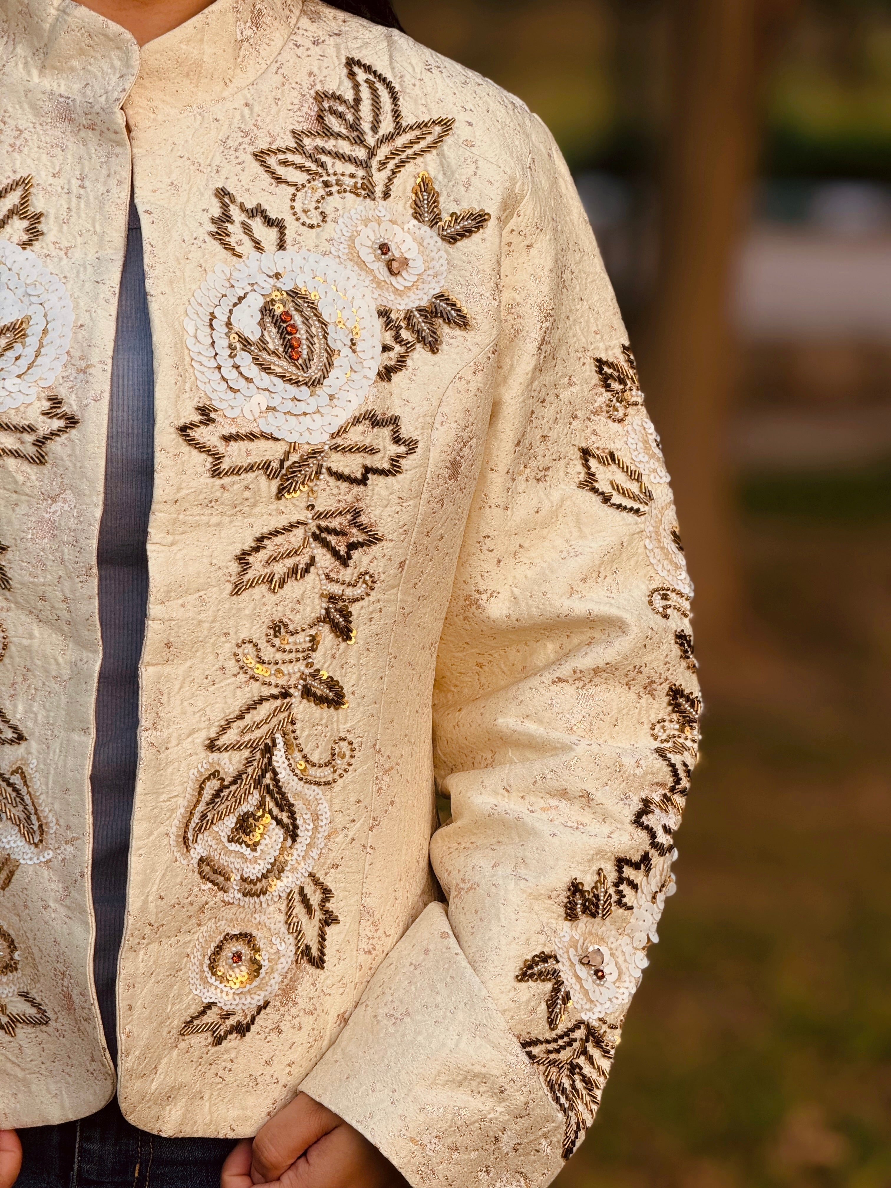 Boston proper cream textured jacket