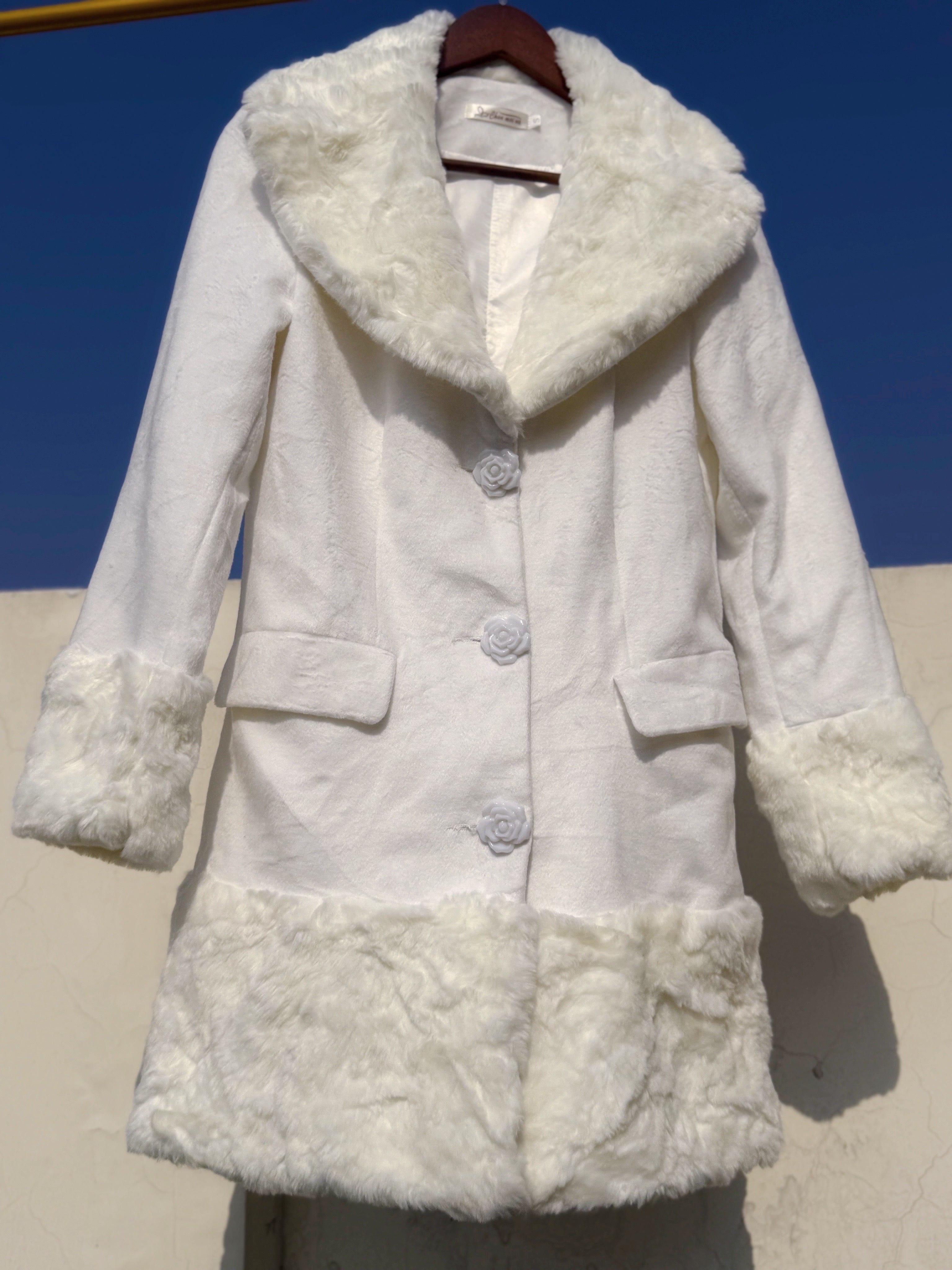 Kendal inspired white fur jacket