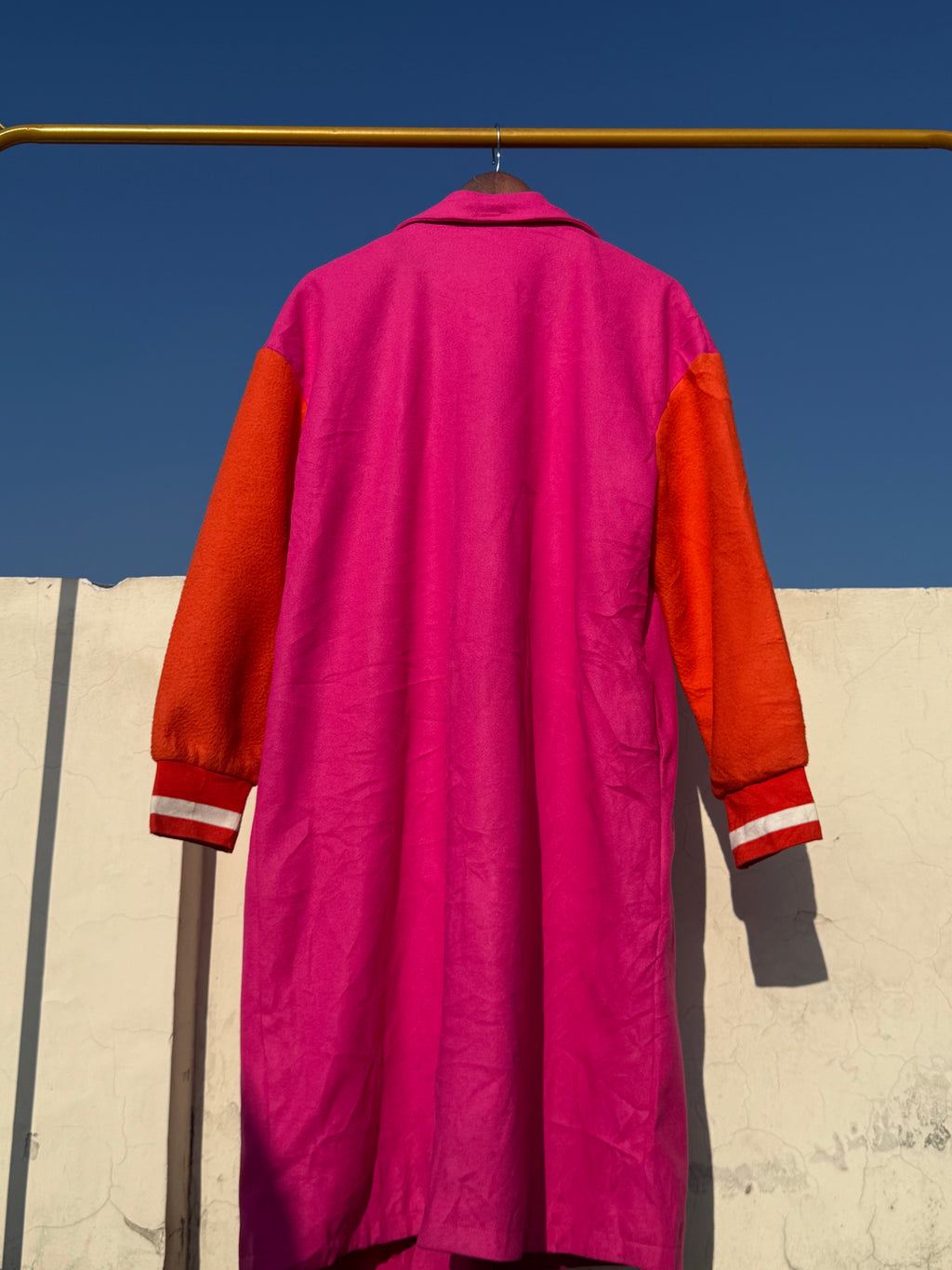 Colour block long winter coat