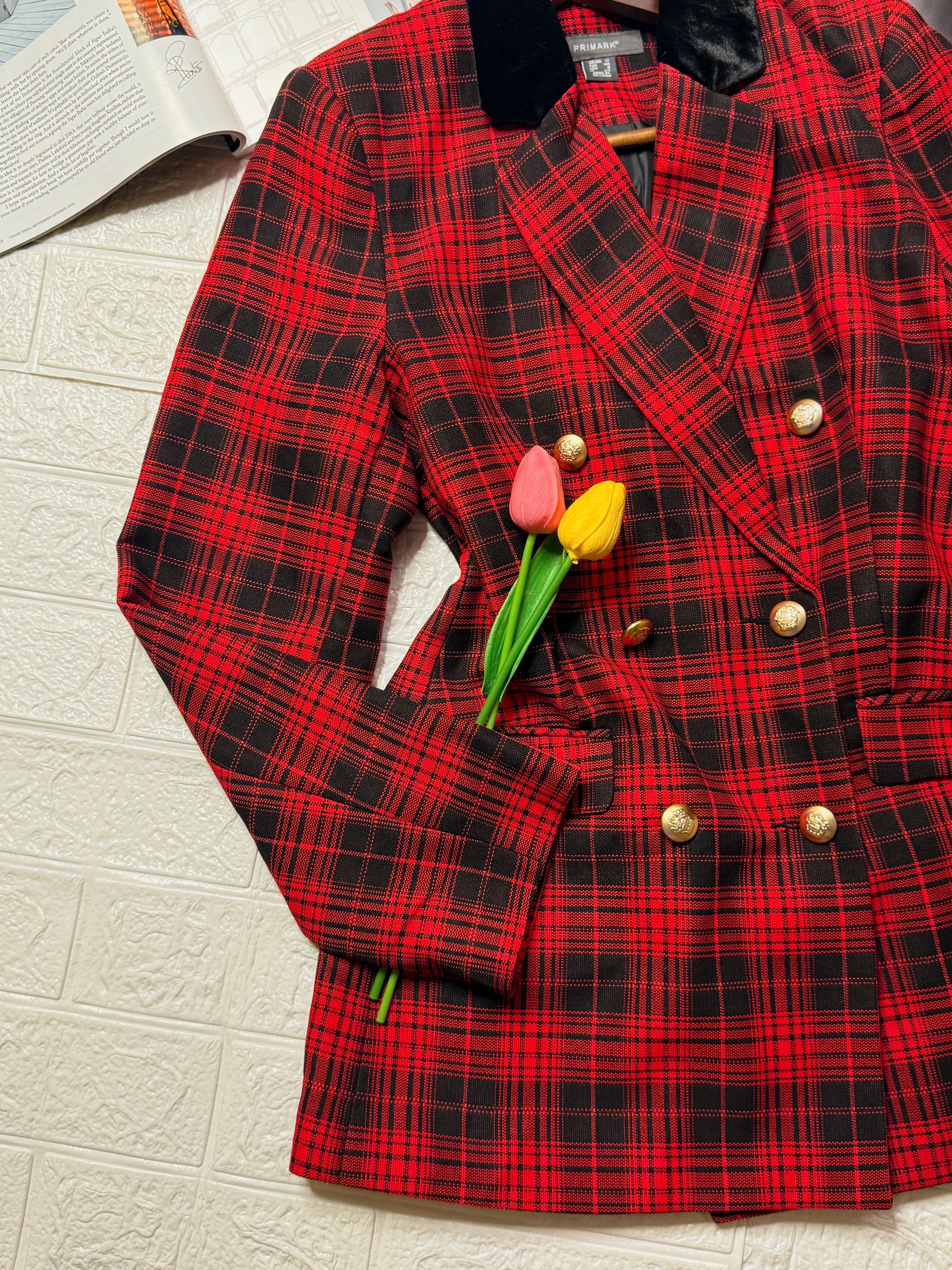 Red& Black Plaid Blazer
