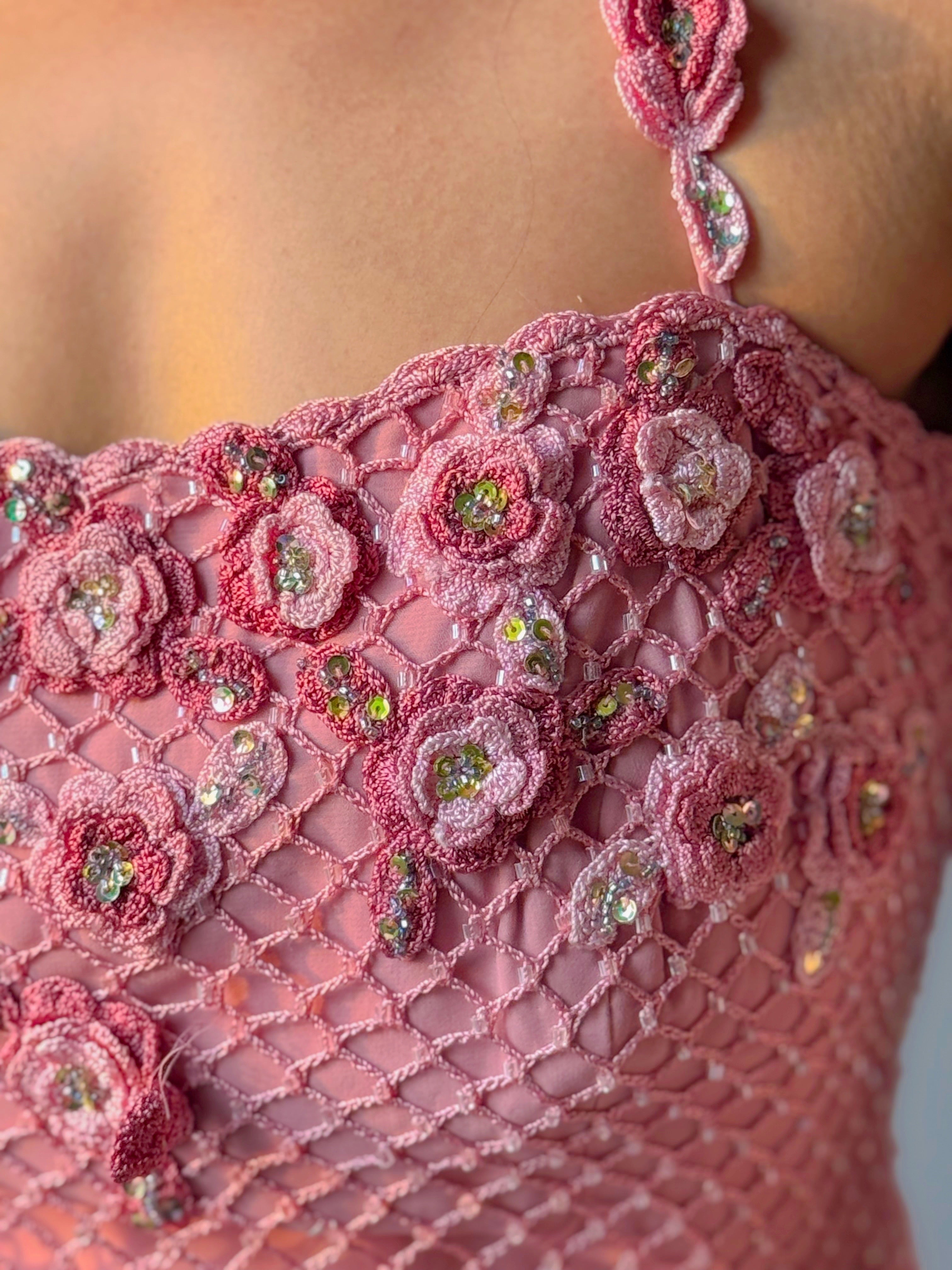 Pink fairy crochet corset top