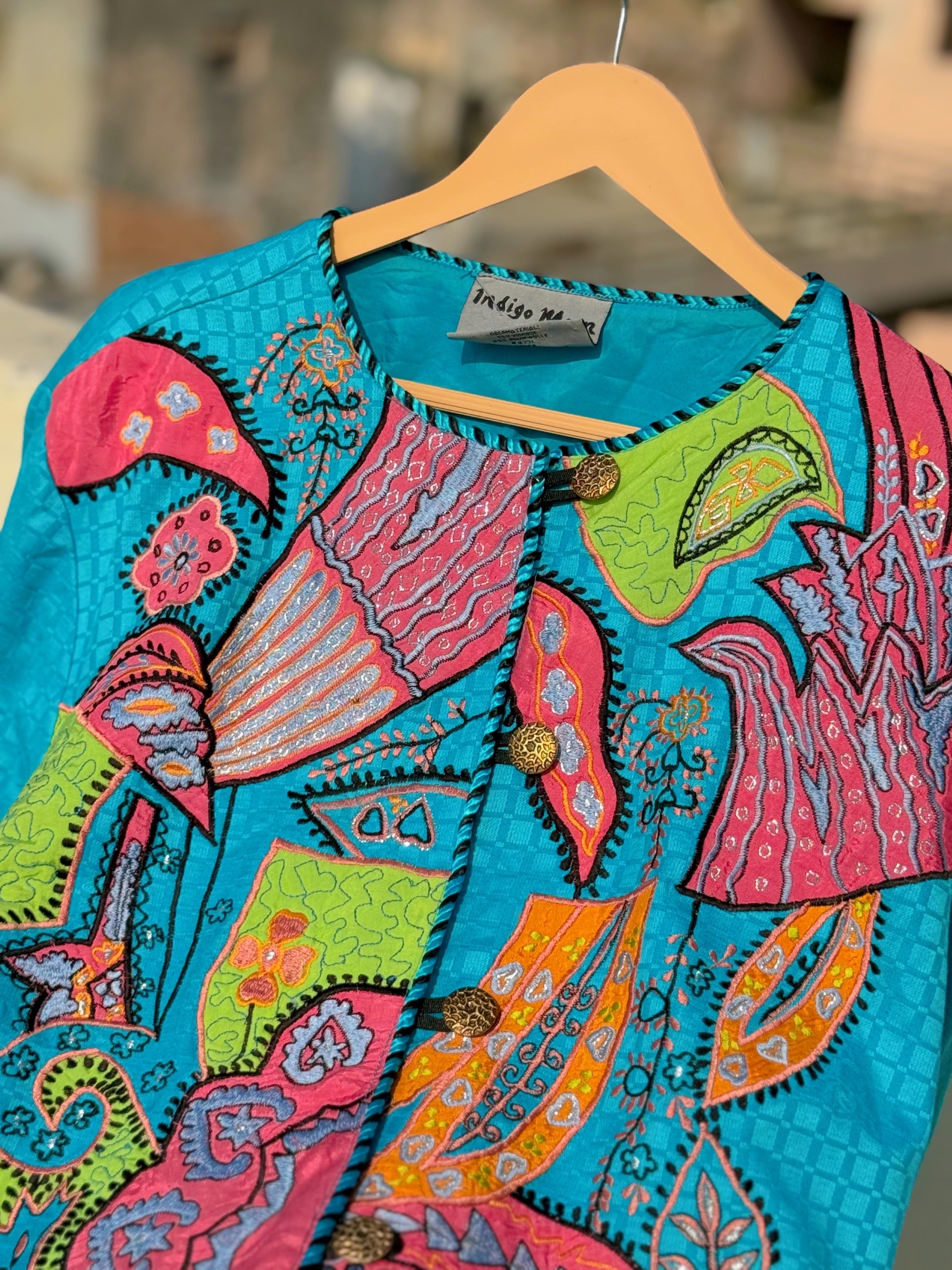 Blue embroidery jacket