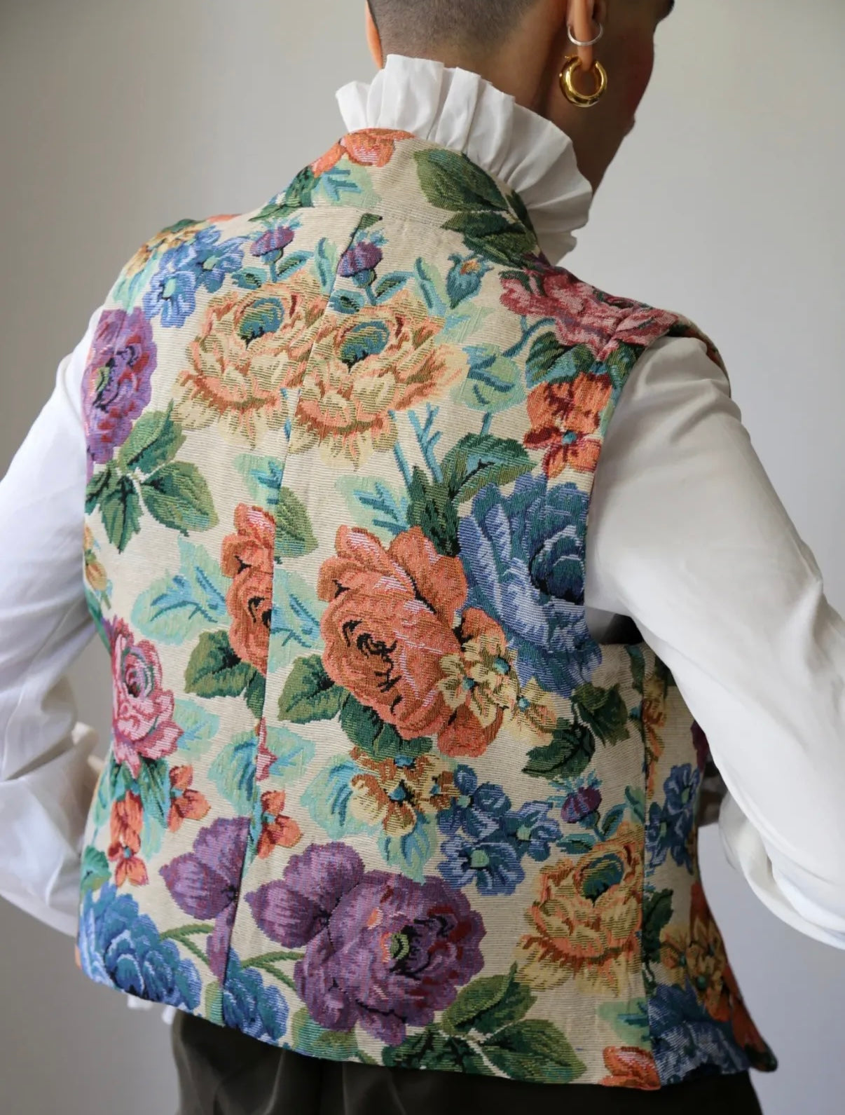 Vintage floral tapestry vest