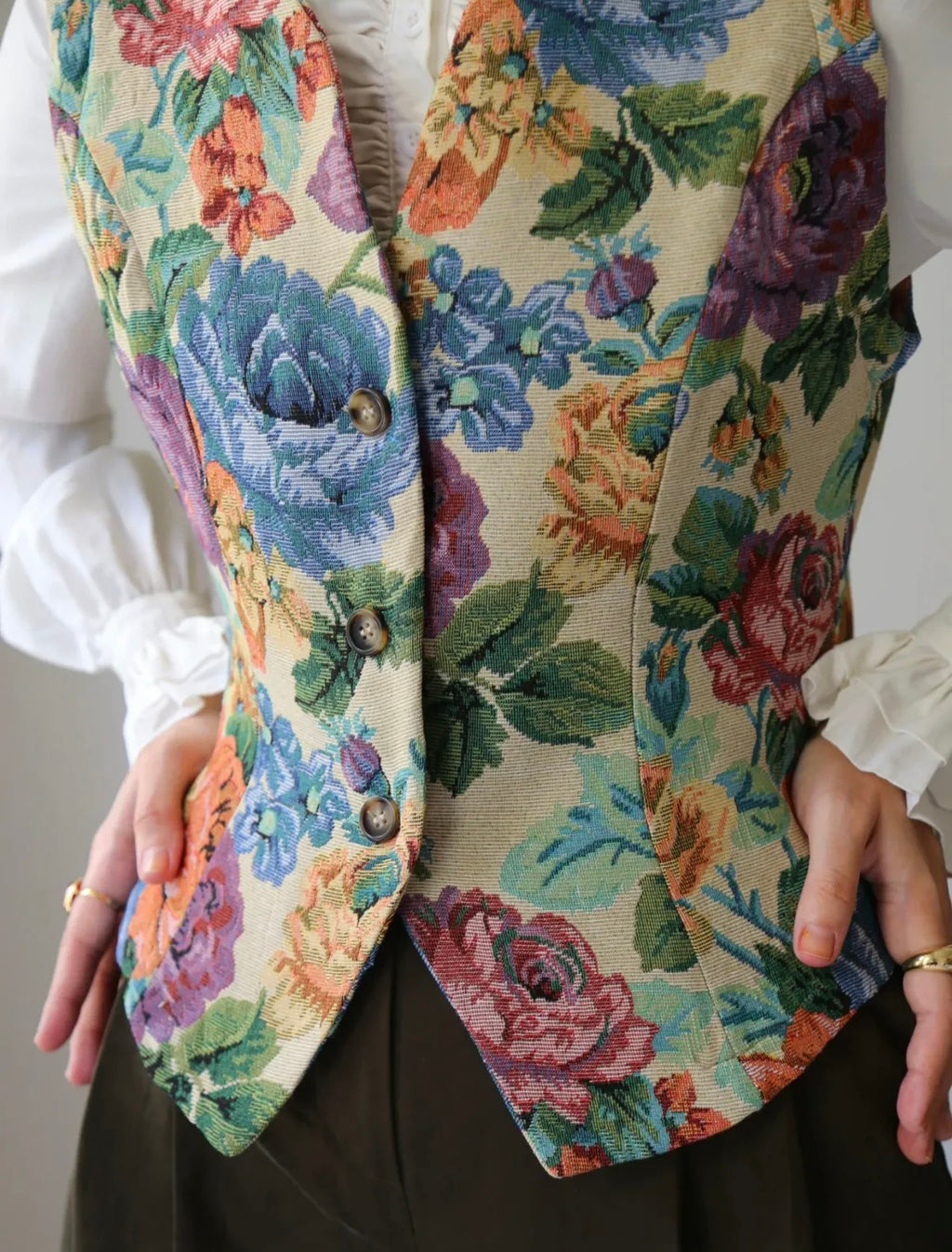 Vintage floral tapestry vest