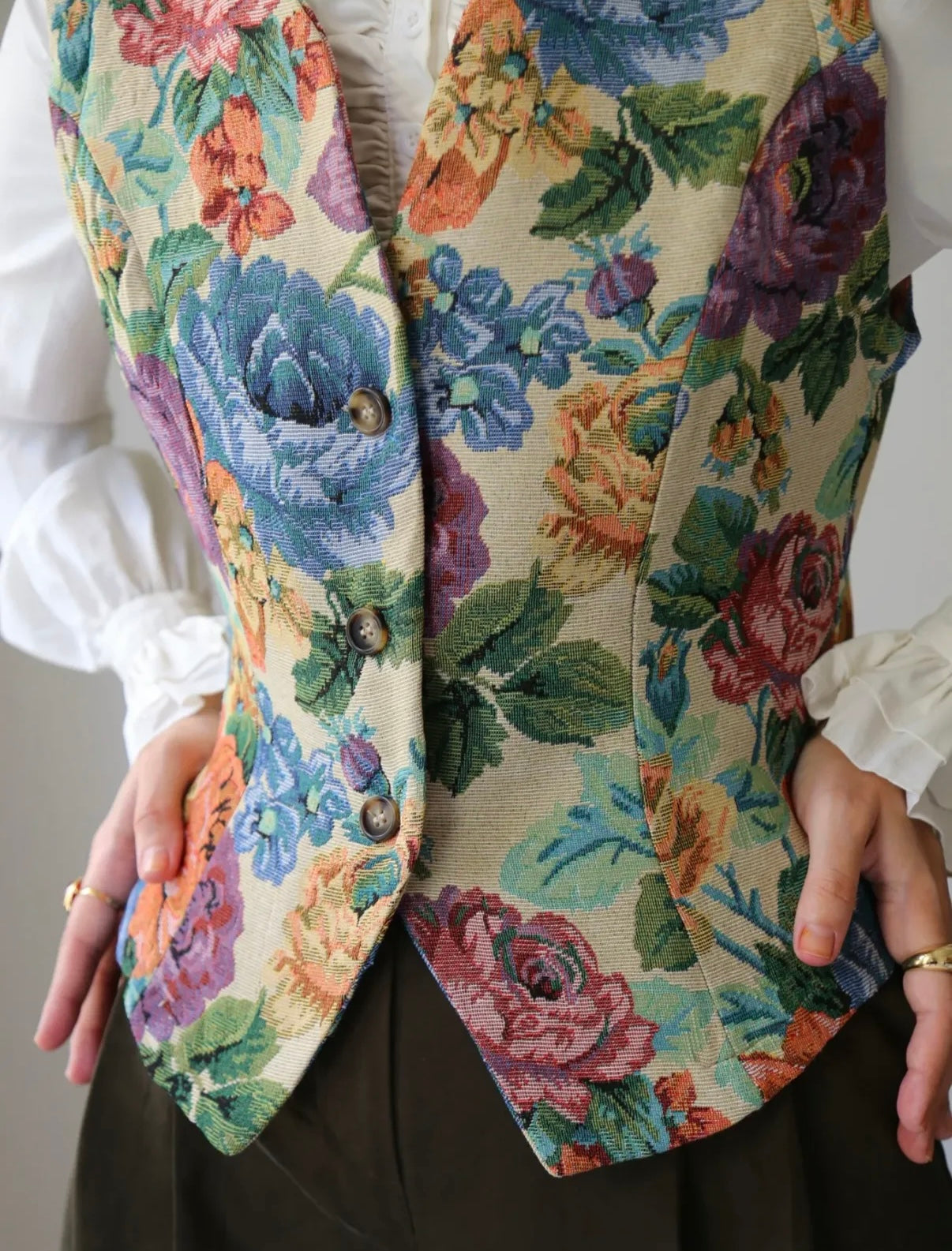 Vintage floral tapestry vest