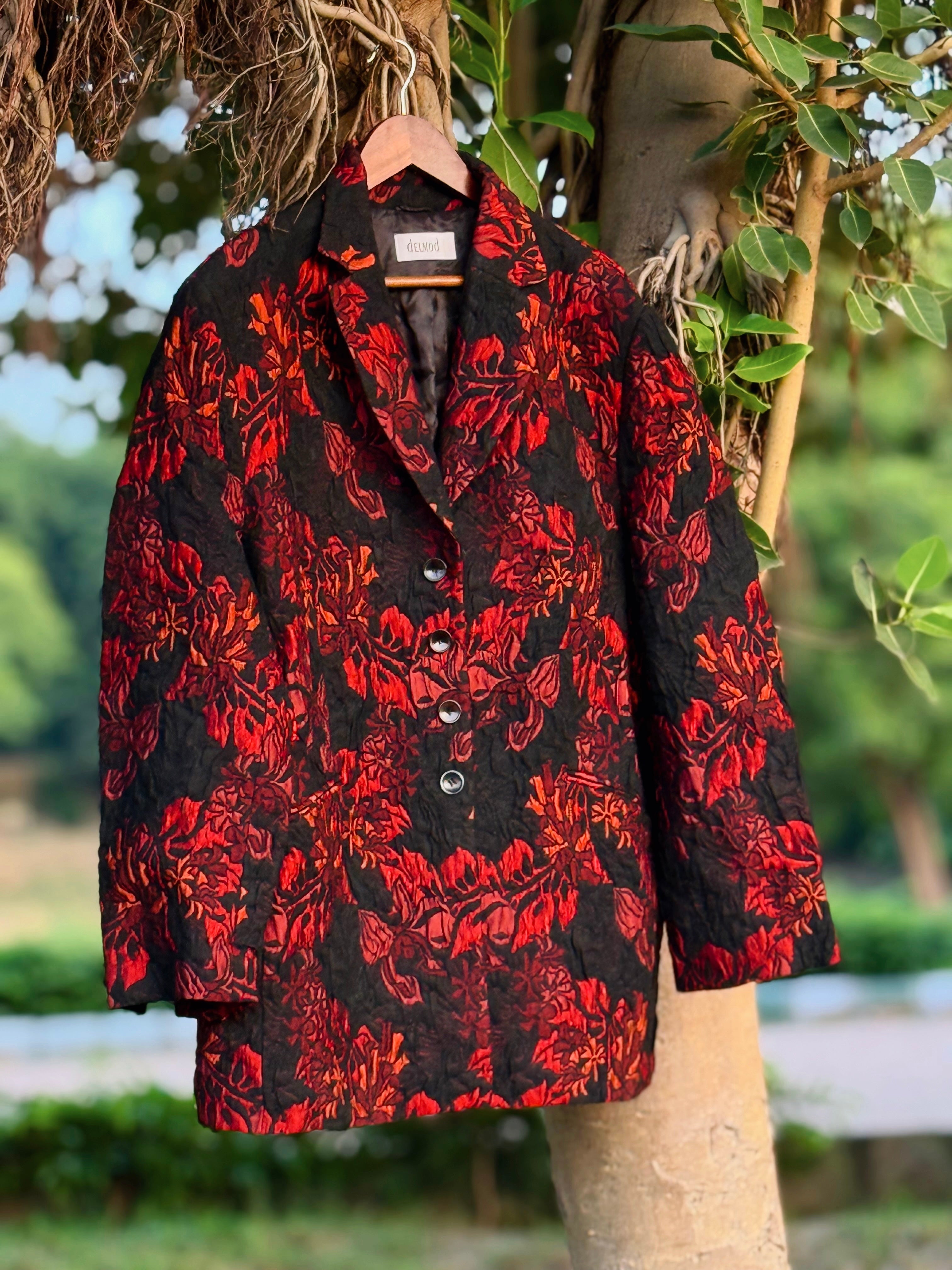 Delmod’s floral textured long blazer