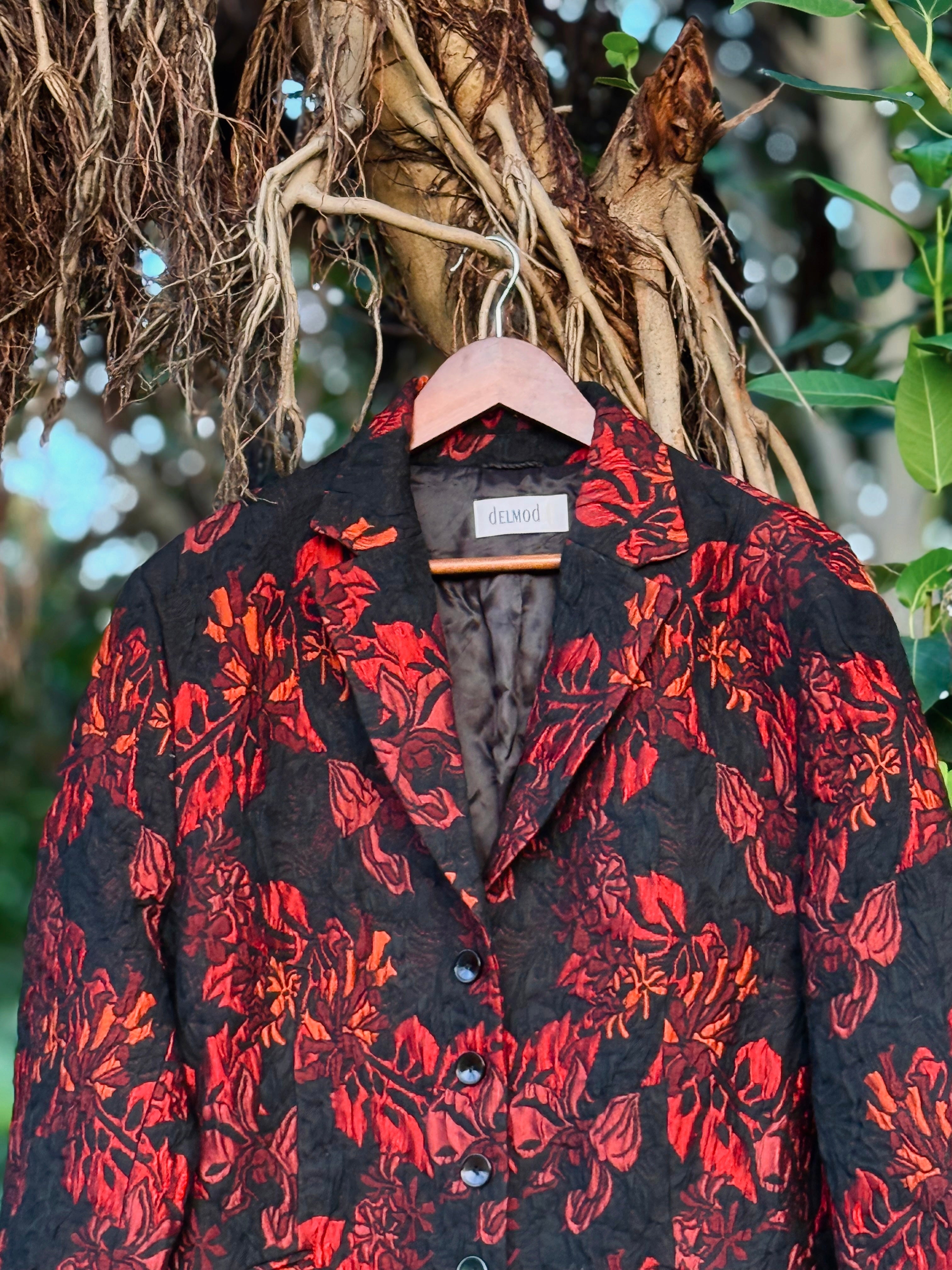 Delmod’s floral textured long blazer