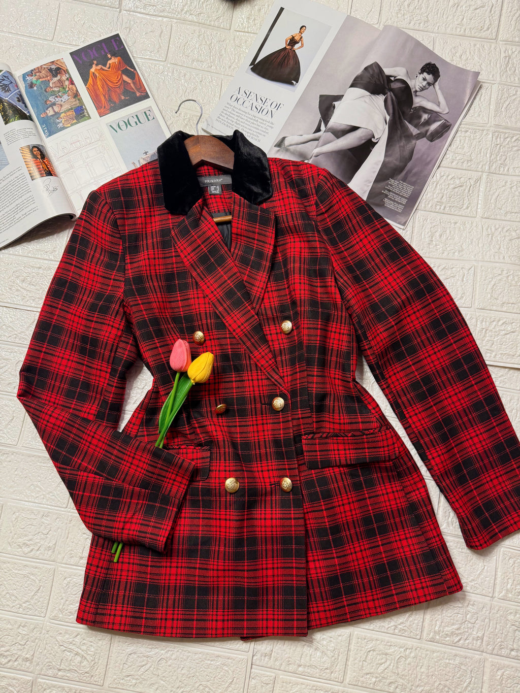 Red& Black Plaid Blazer