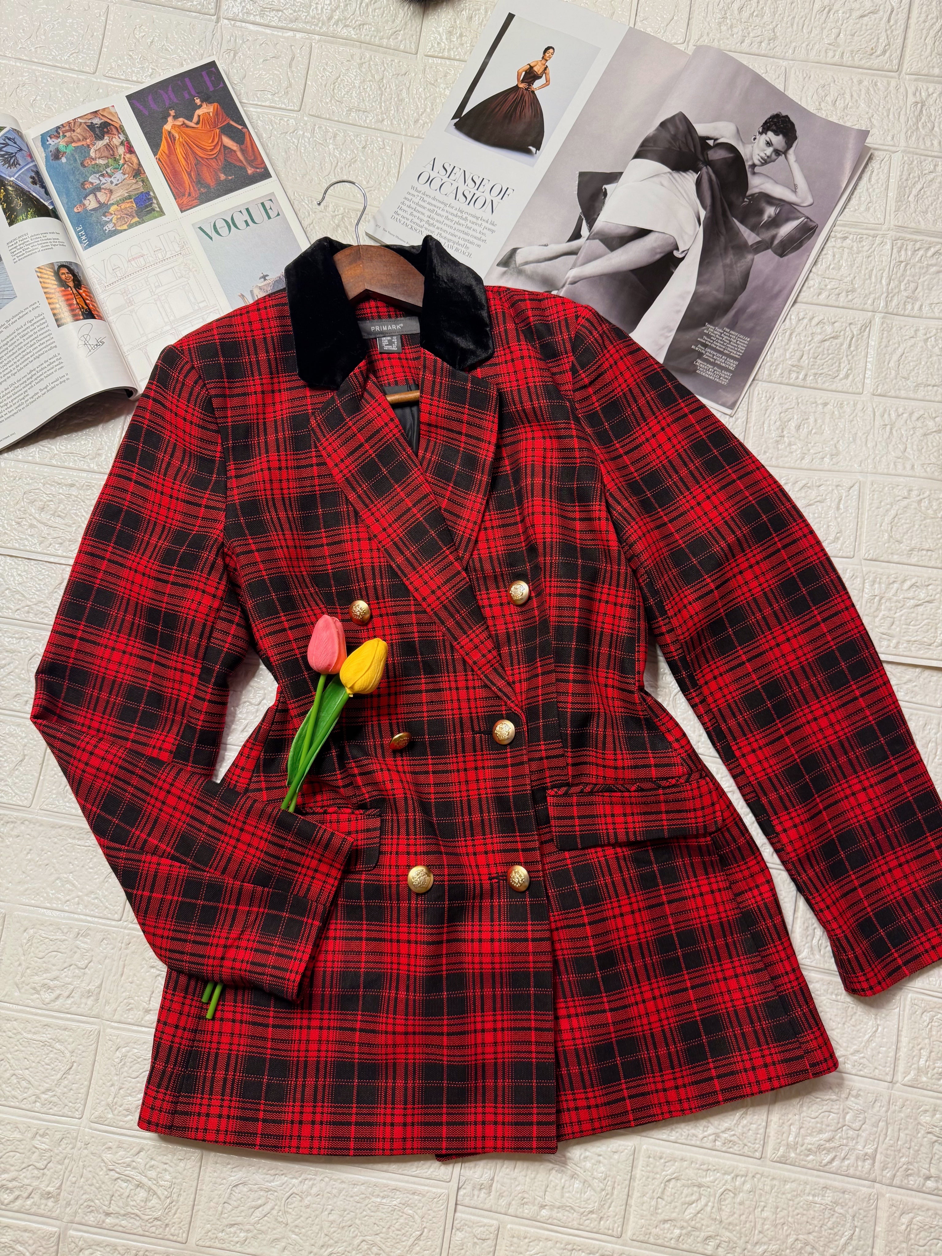 Red& Black Plaid Blazer