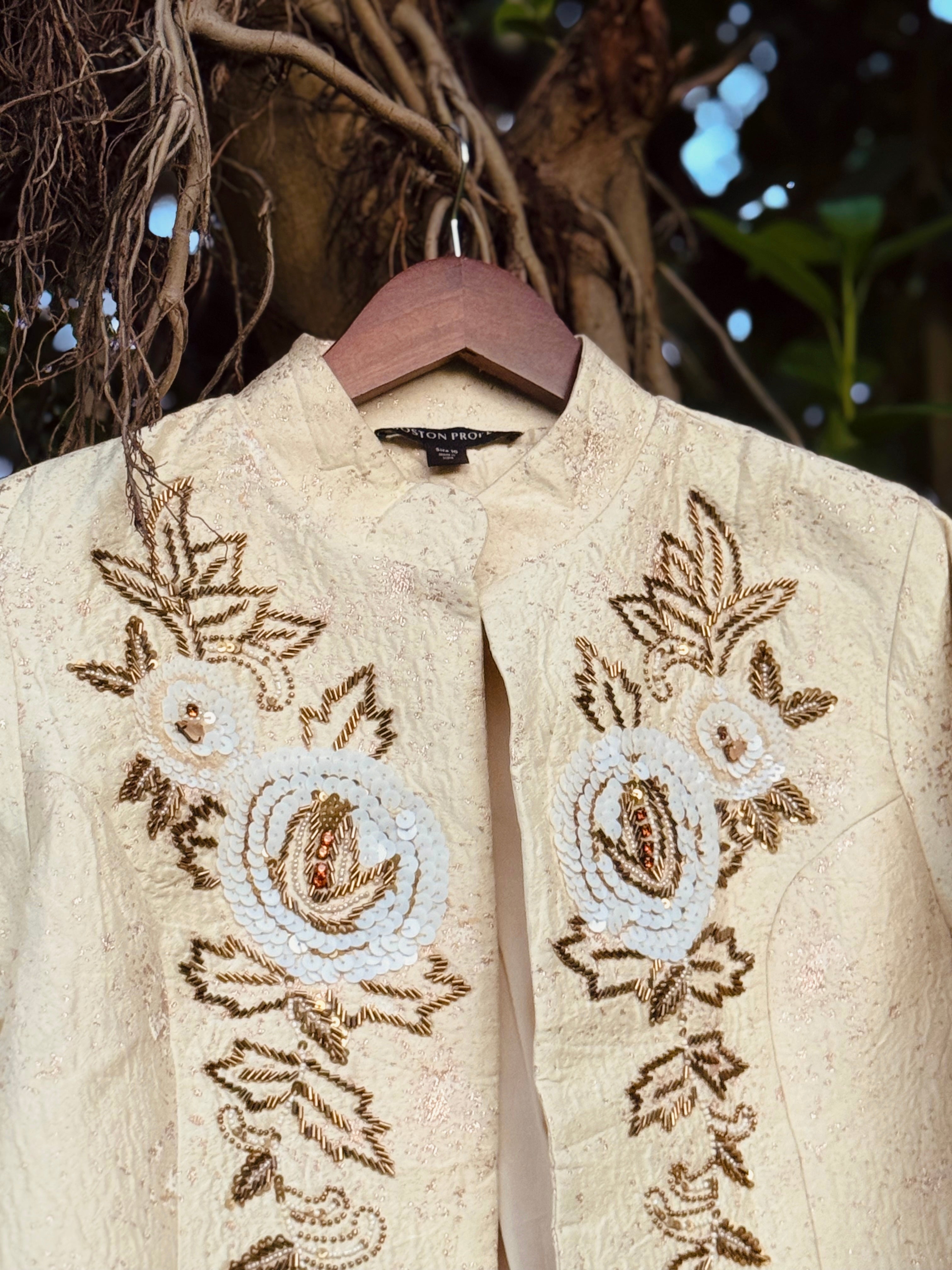 Boston proper cream textured jacket