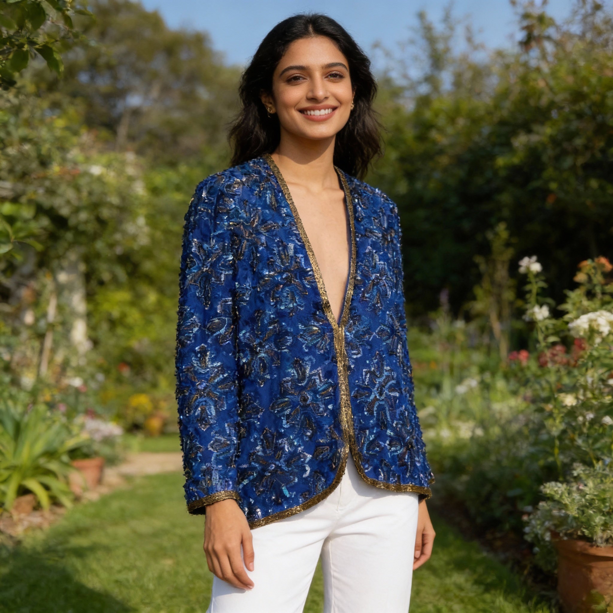 Blue sequinned jacket