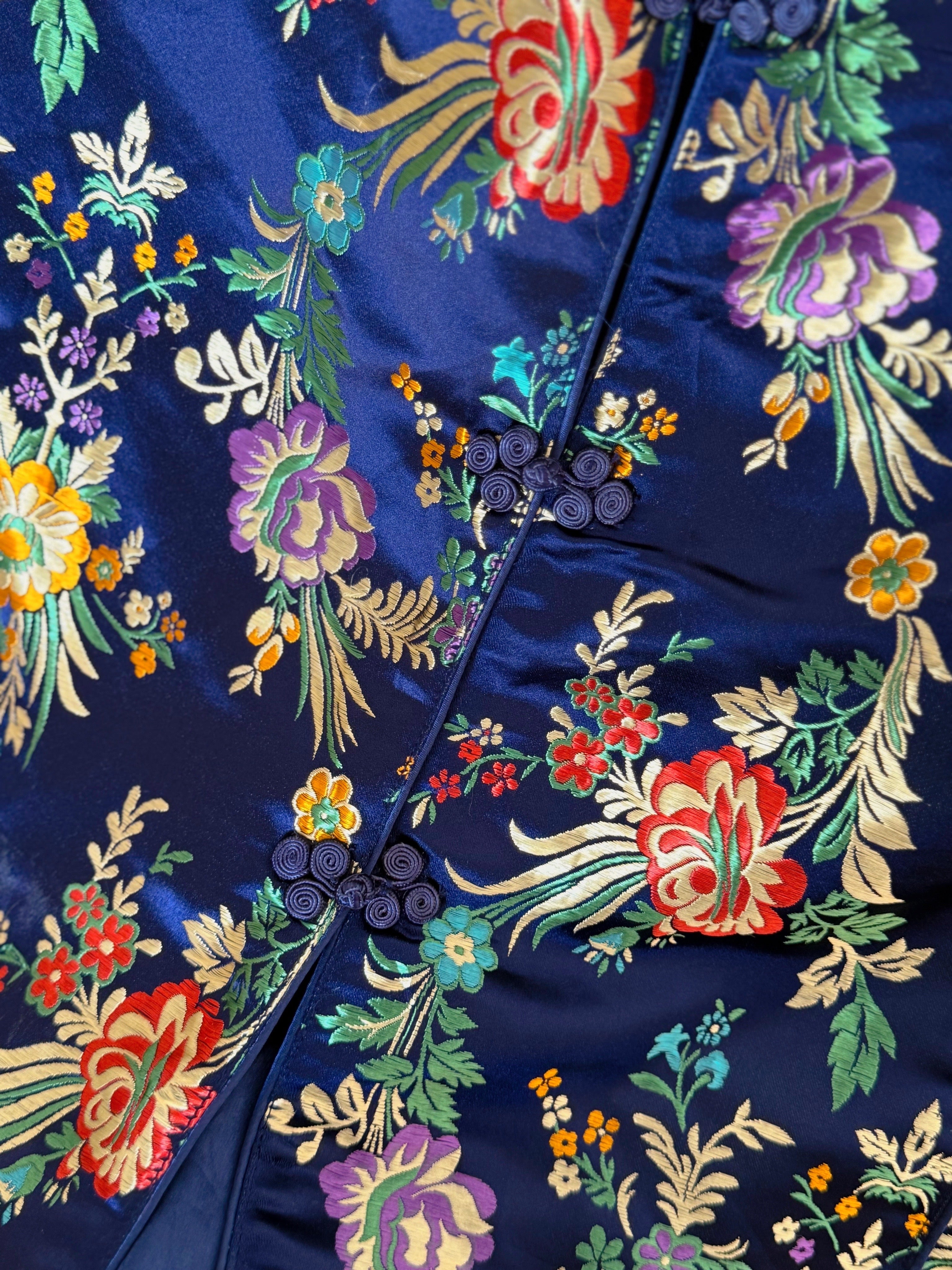 Royal blue floral kimono or jacket