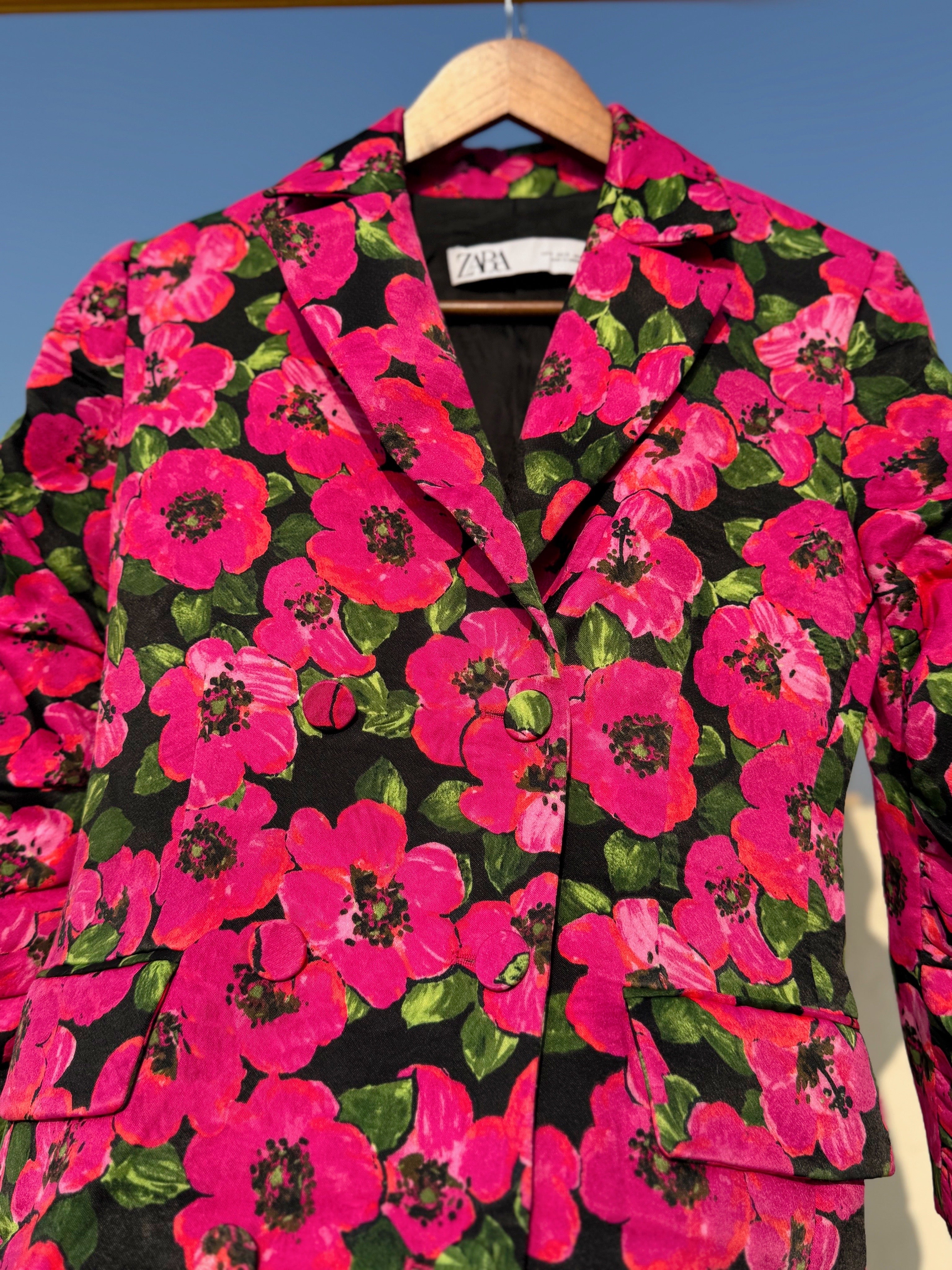 Floral pink blazer dress