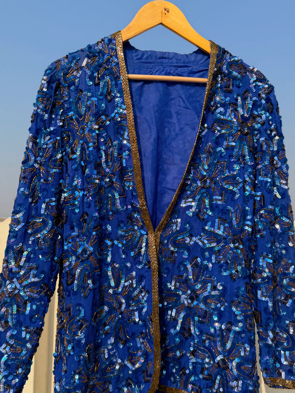 Blue sequinned jacket