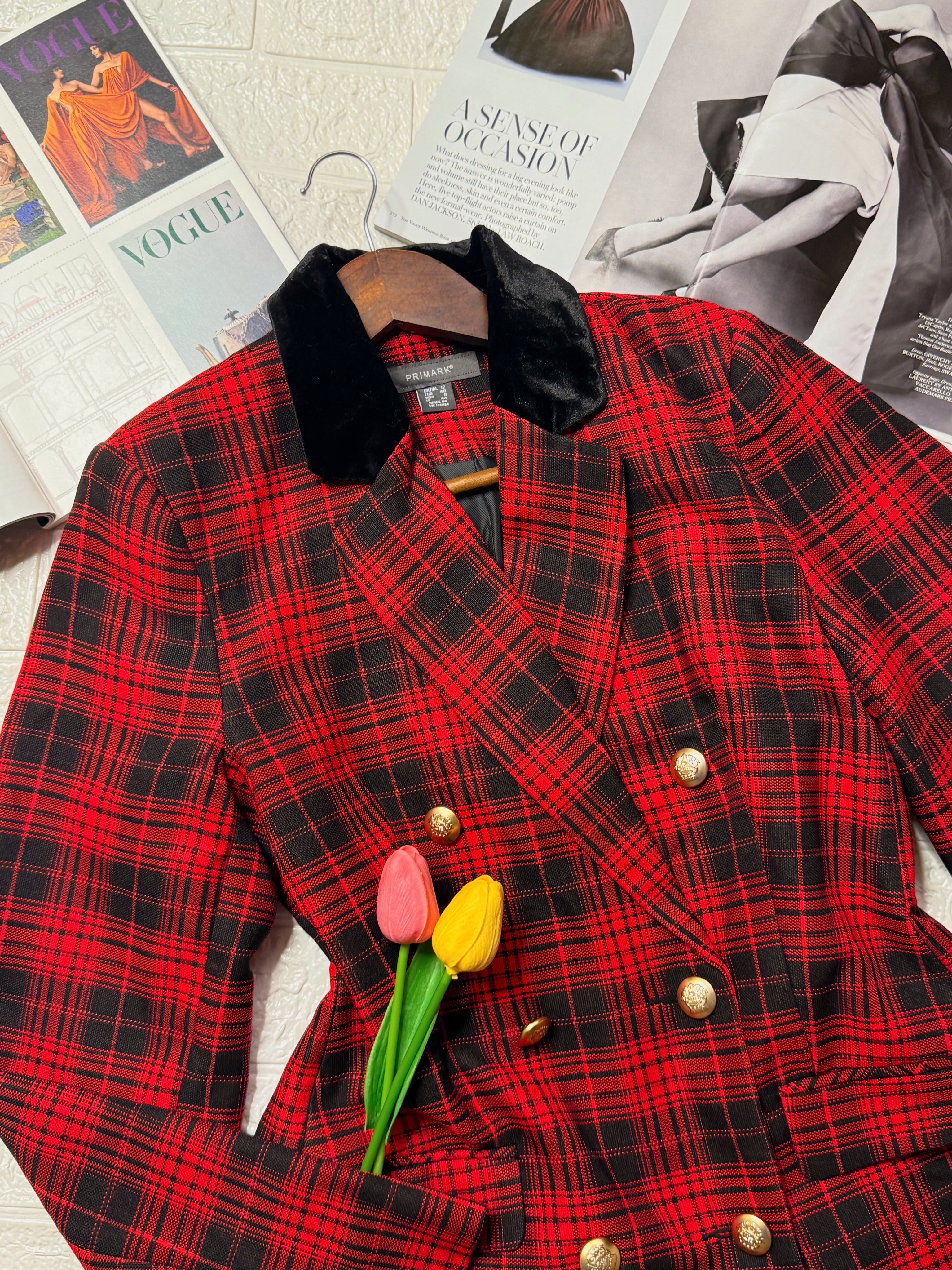 Red& Black Plaid Blazer