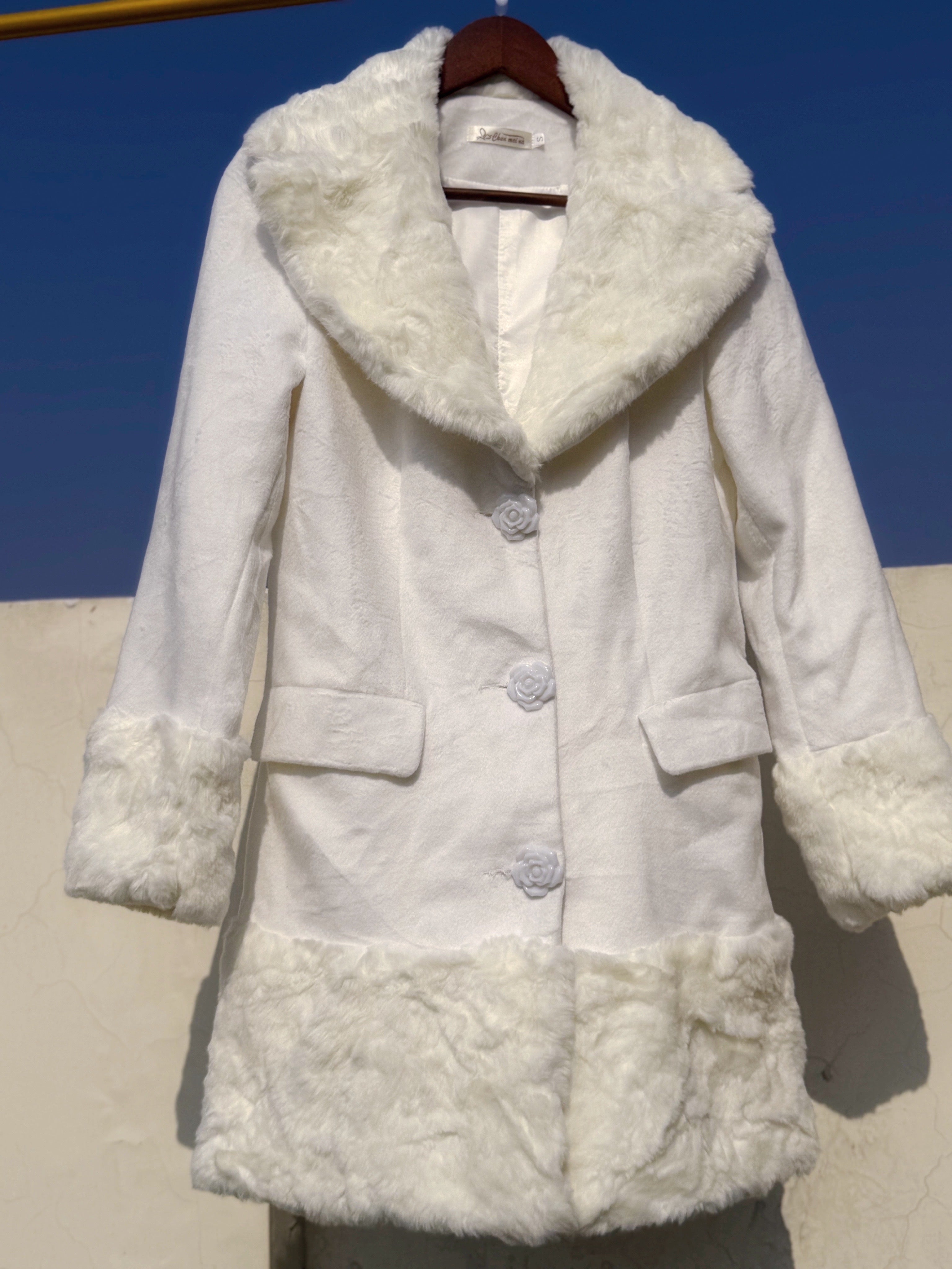 Kendal inspired white fur jacket
