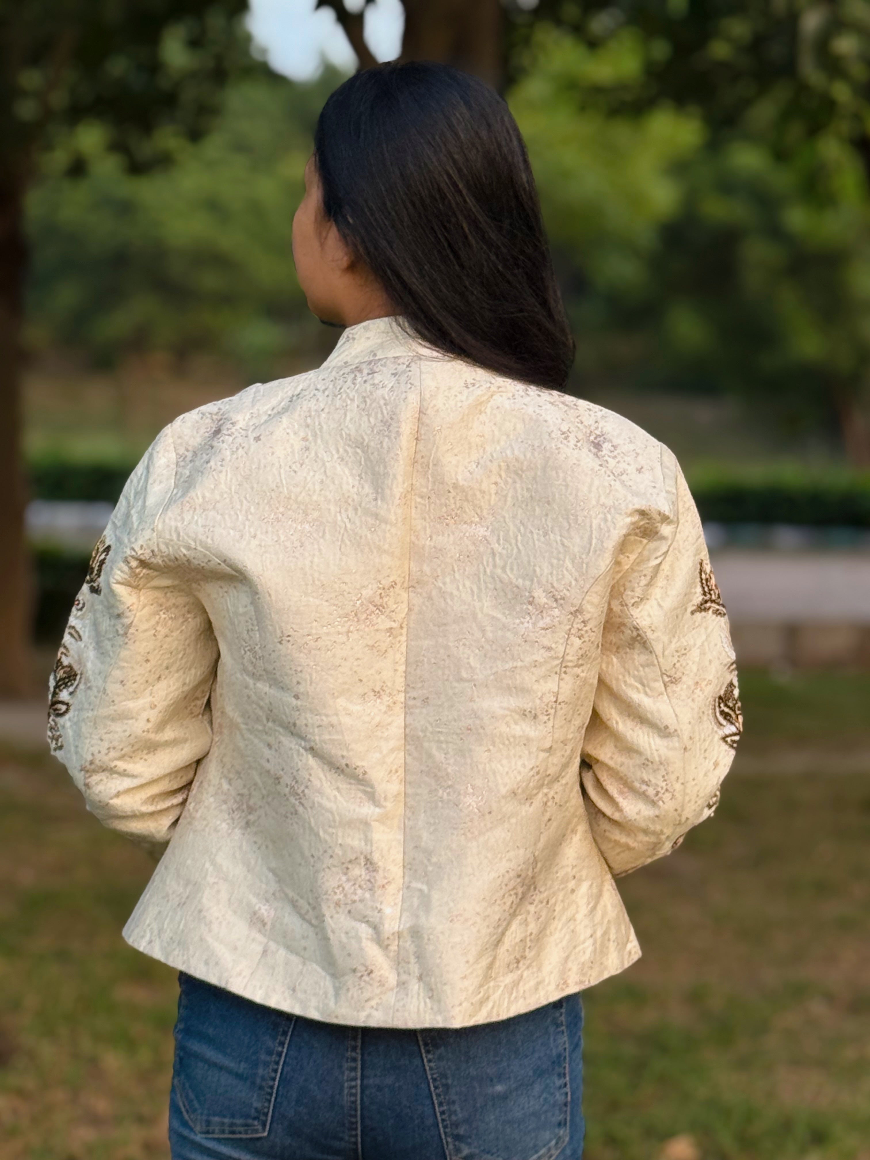 Boston proper cream textured jacket