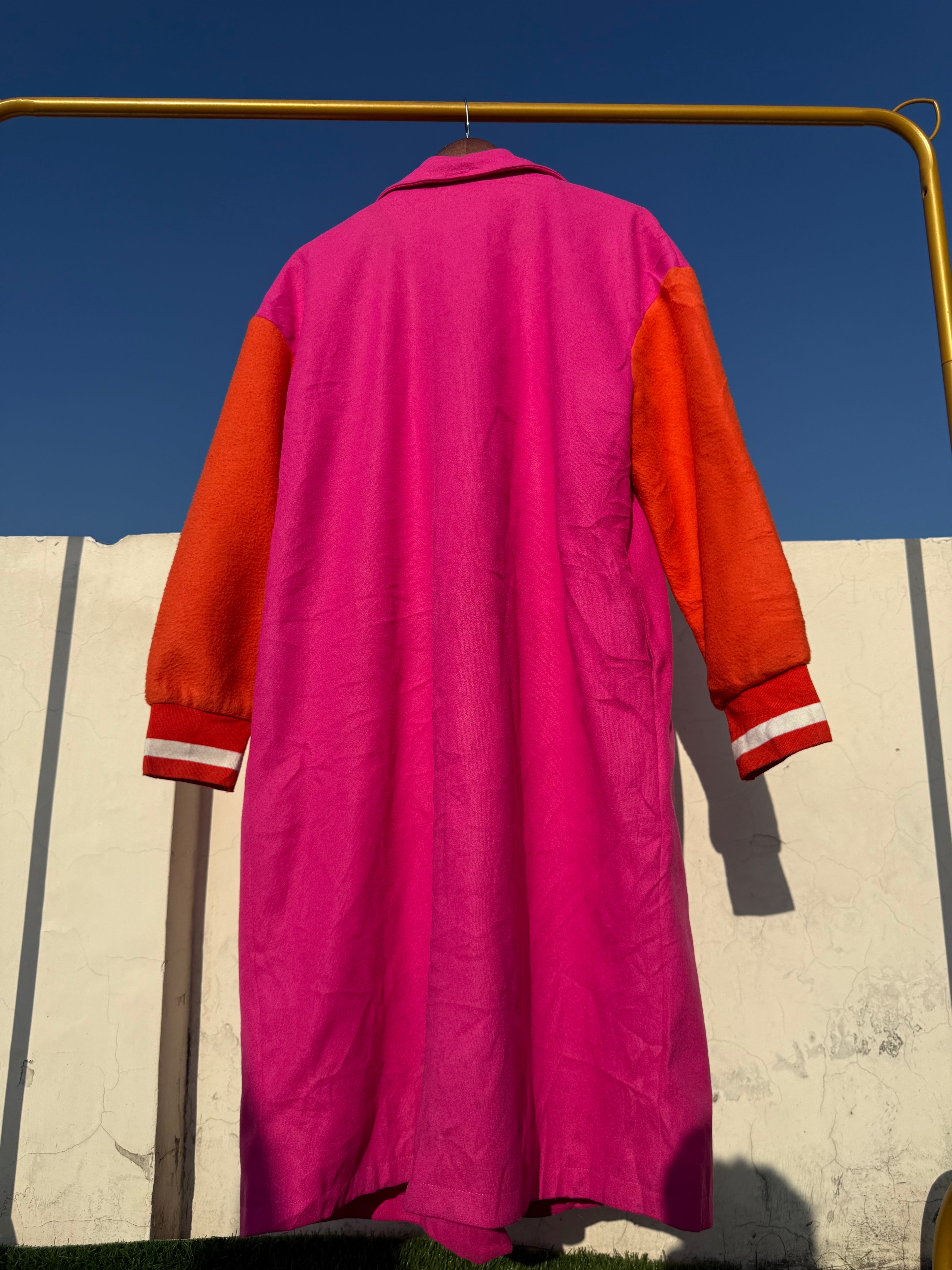 Colour block long winter coat