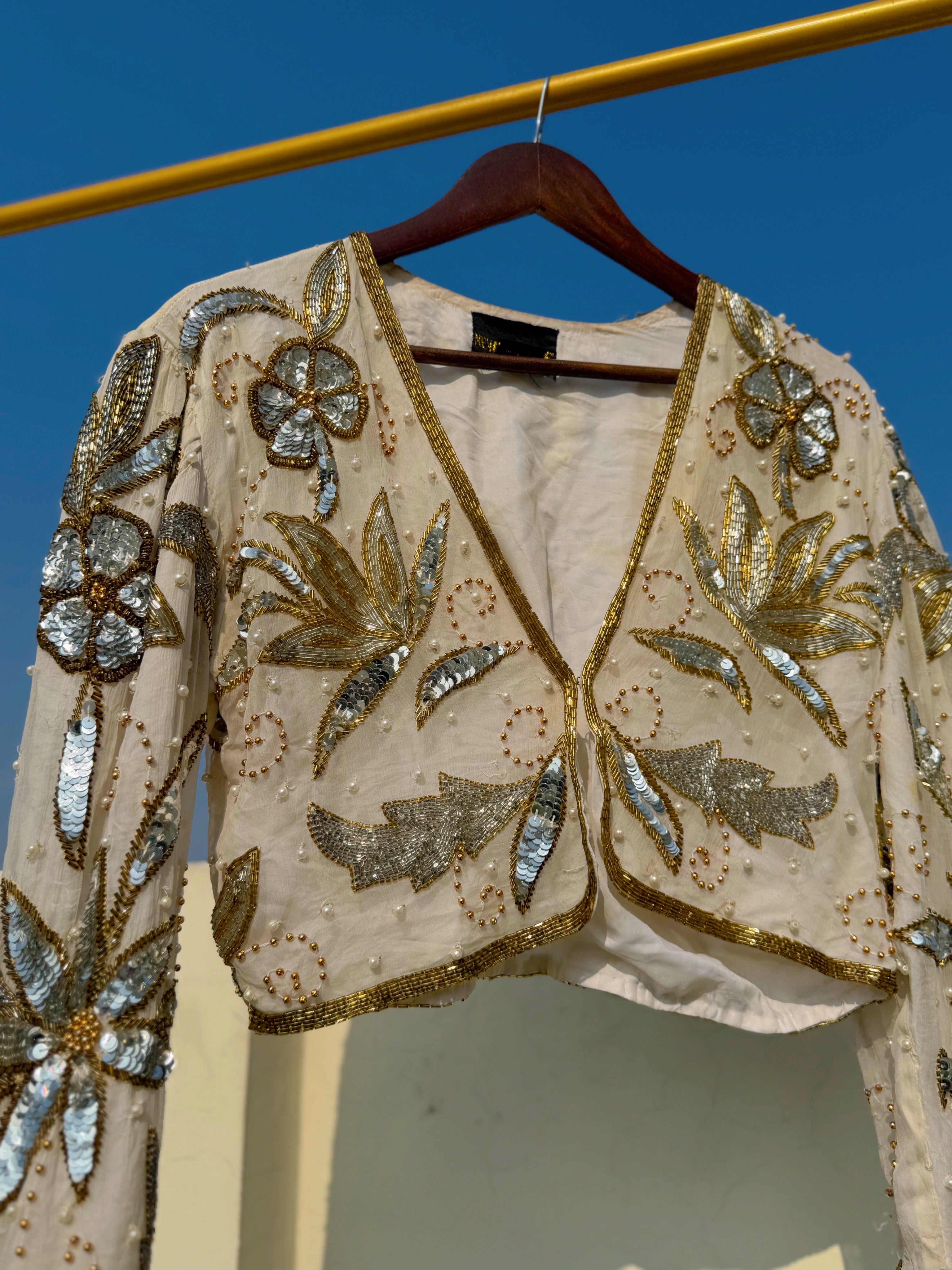 Cream and gold embellished jacket