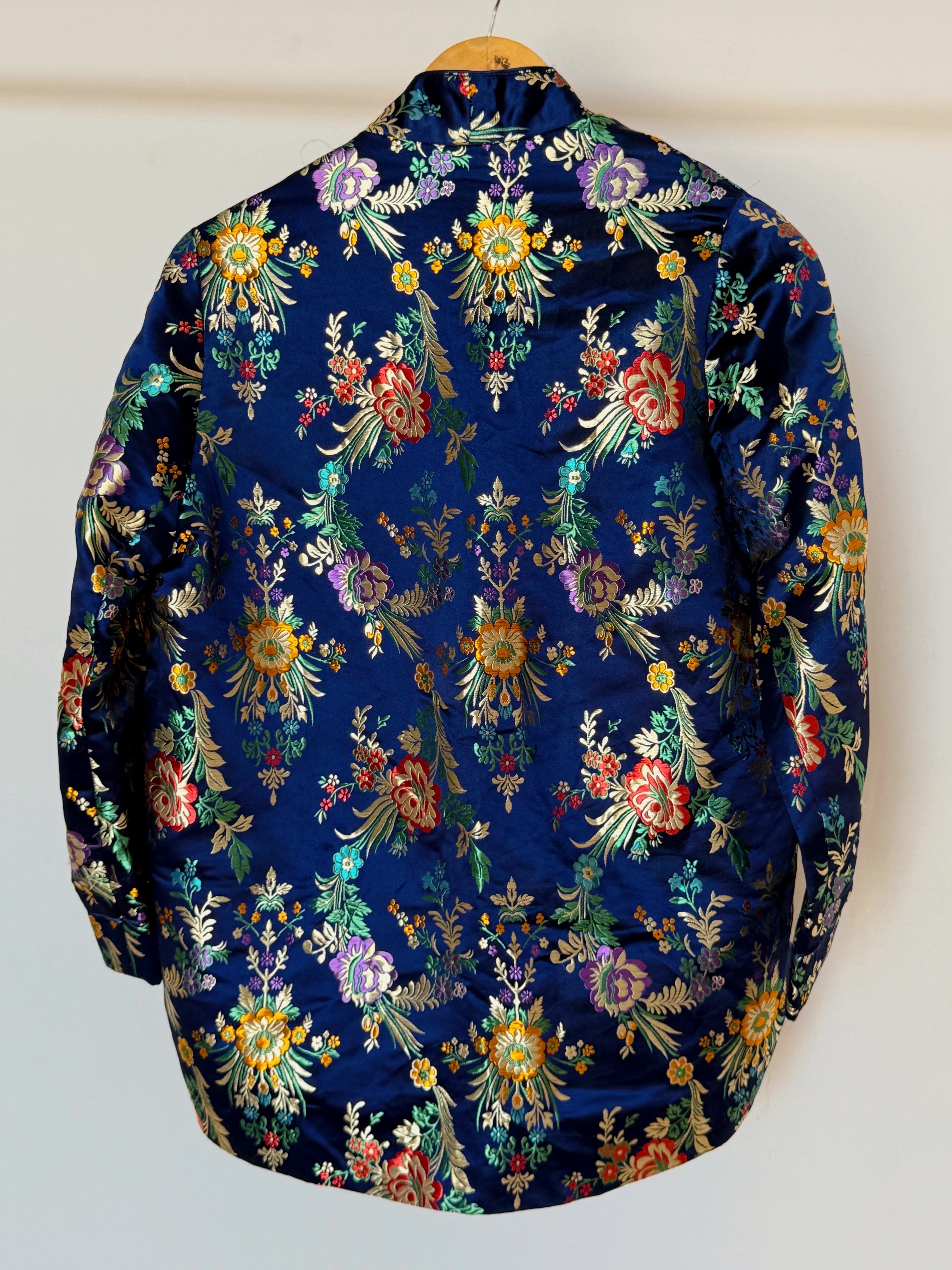 Royal blue floral kimono or jacket