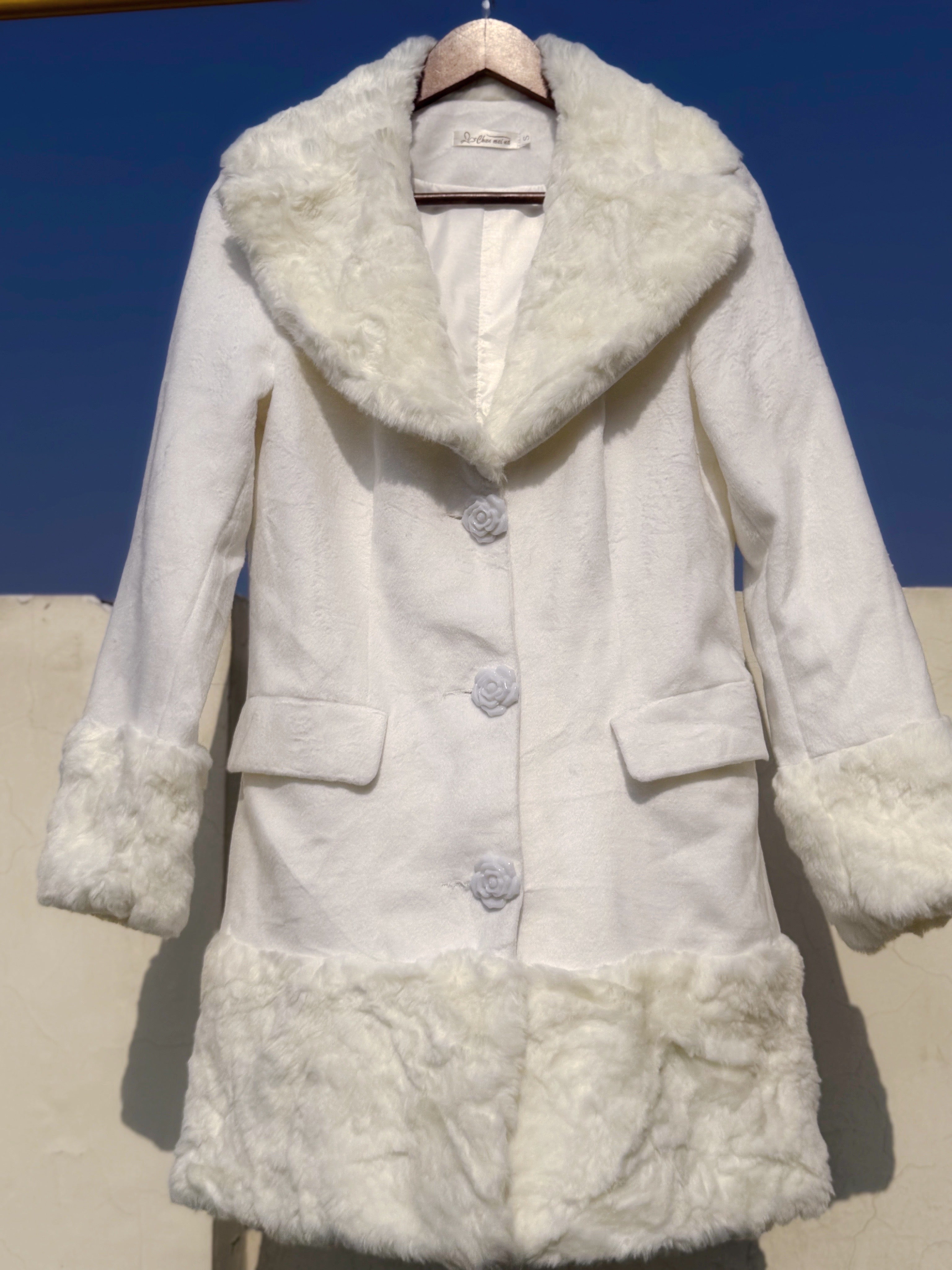 Kendal inspired white fur jacket