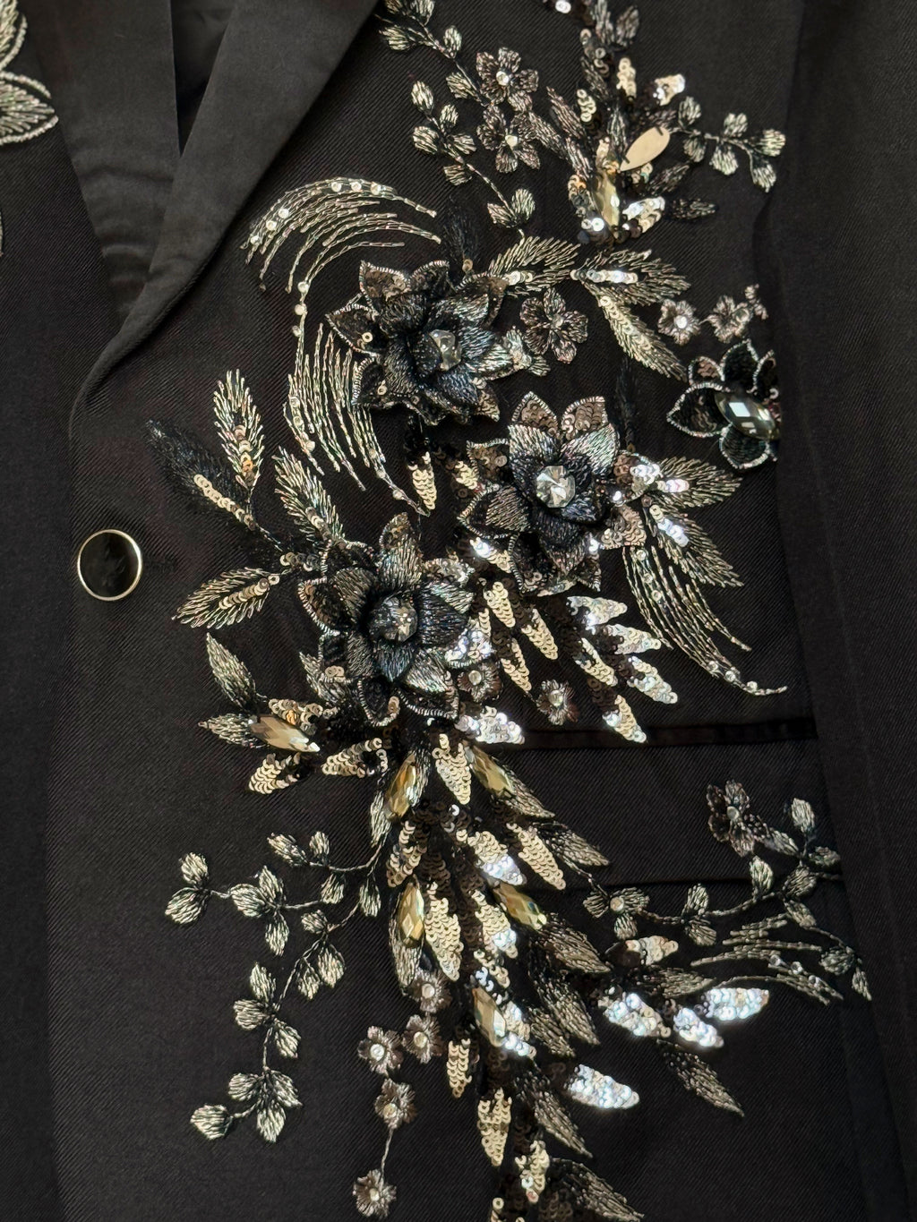Black embellished unisex blazer