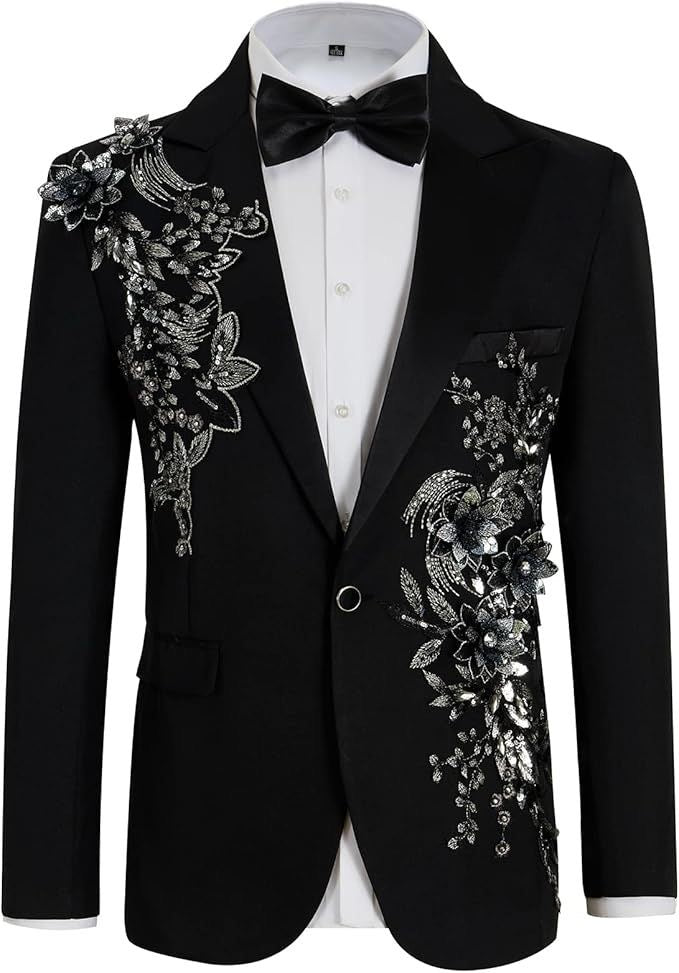 Black embellished unisex blazer