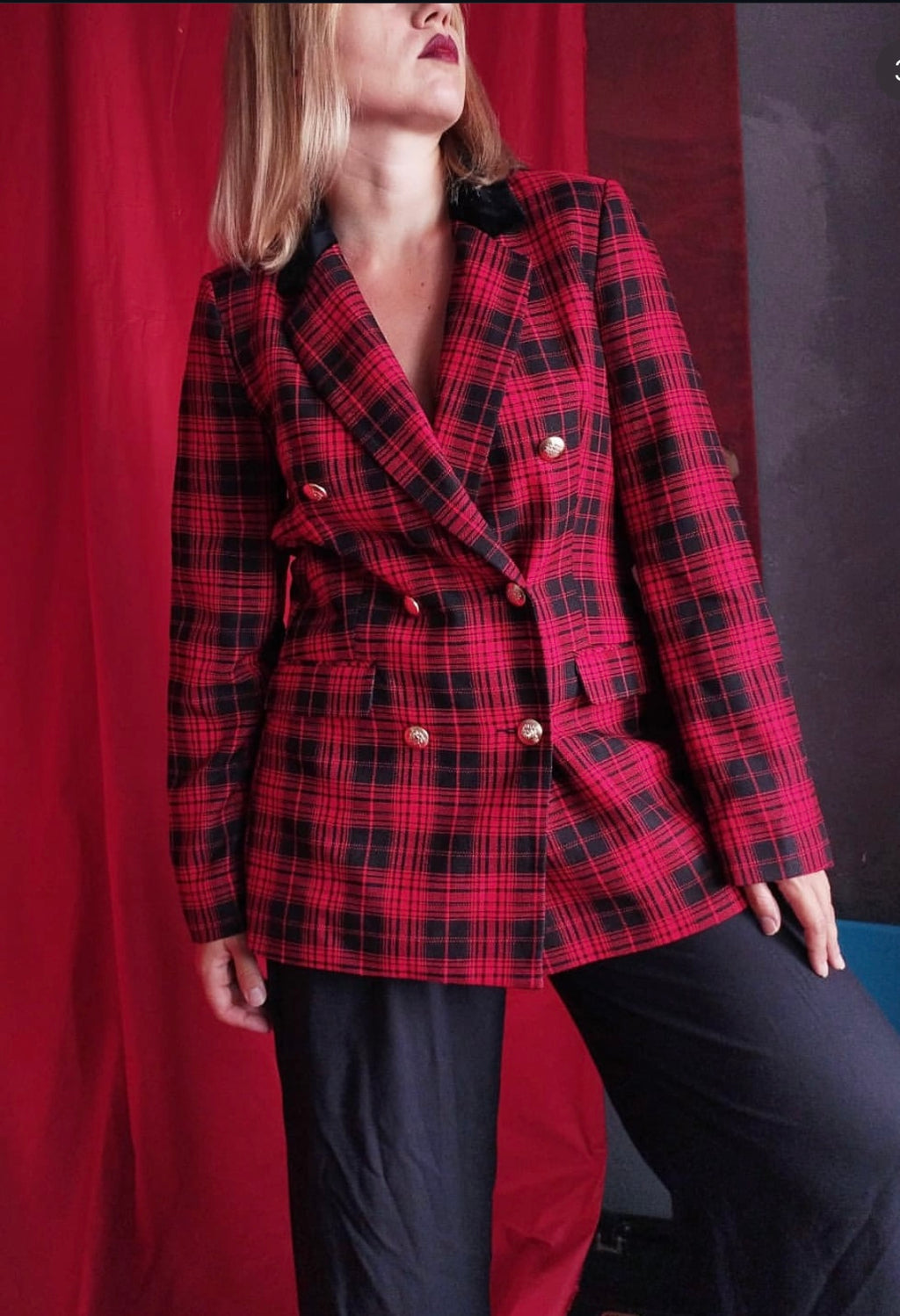 Red& Black Plaid Blazer
