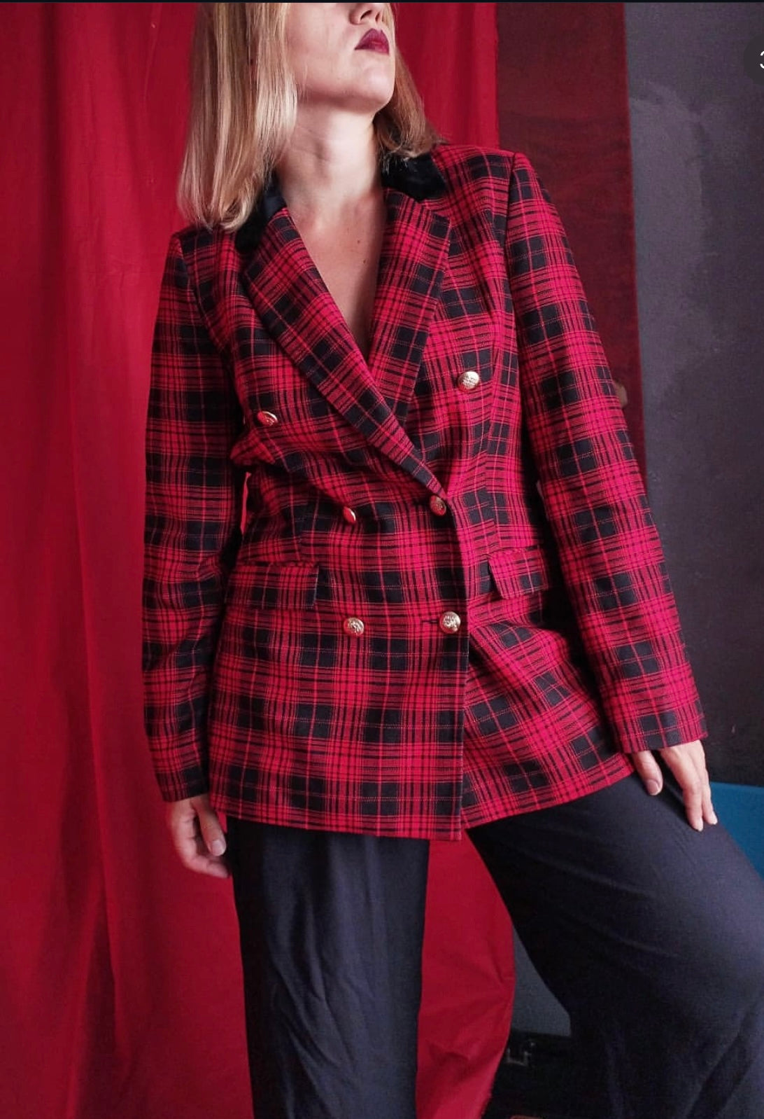 Red& Black Plaid Blazer