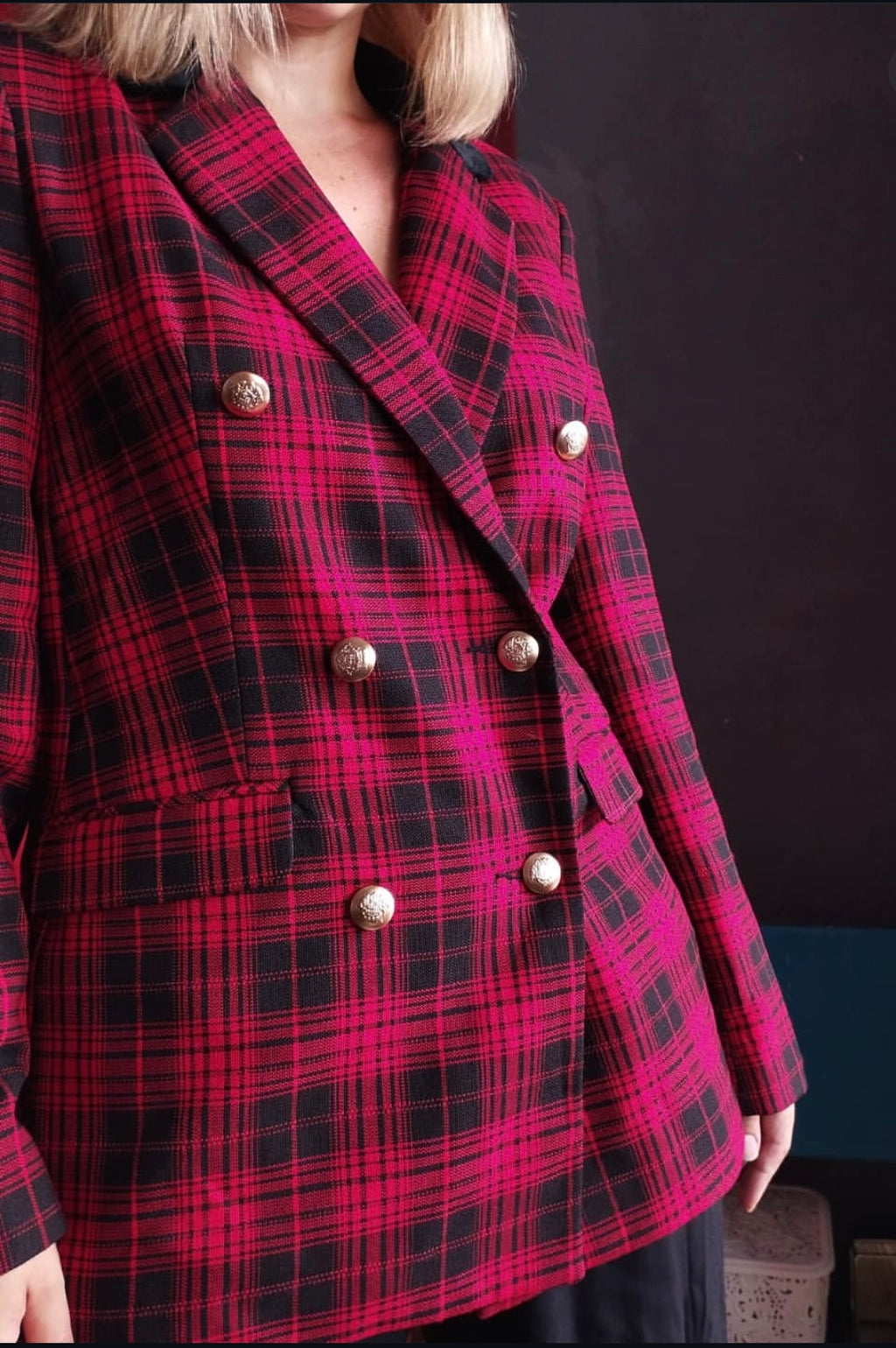 Red& Black Plaid Blazer