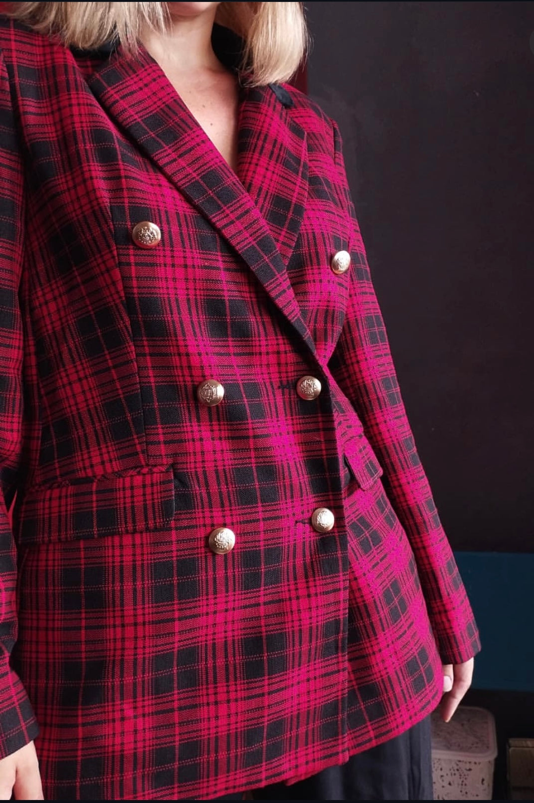 Red& Black Plaid Blazer