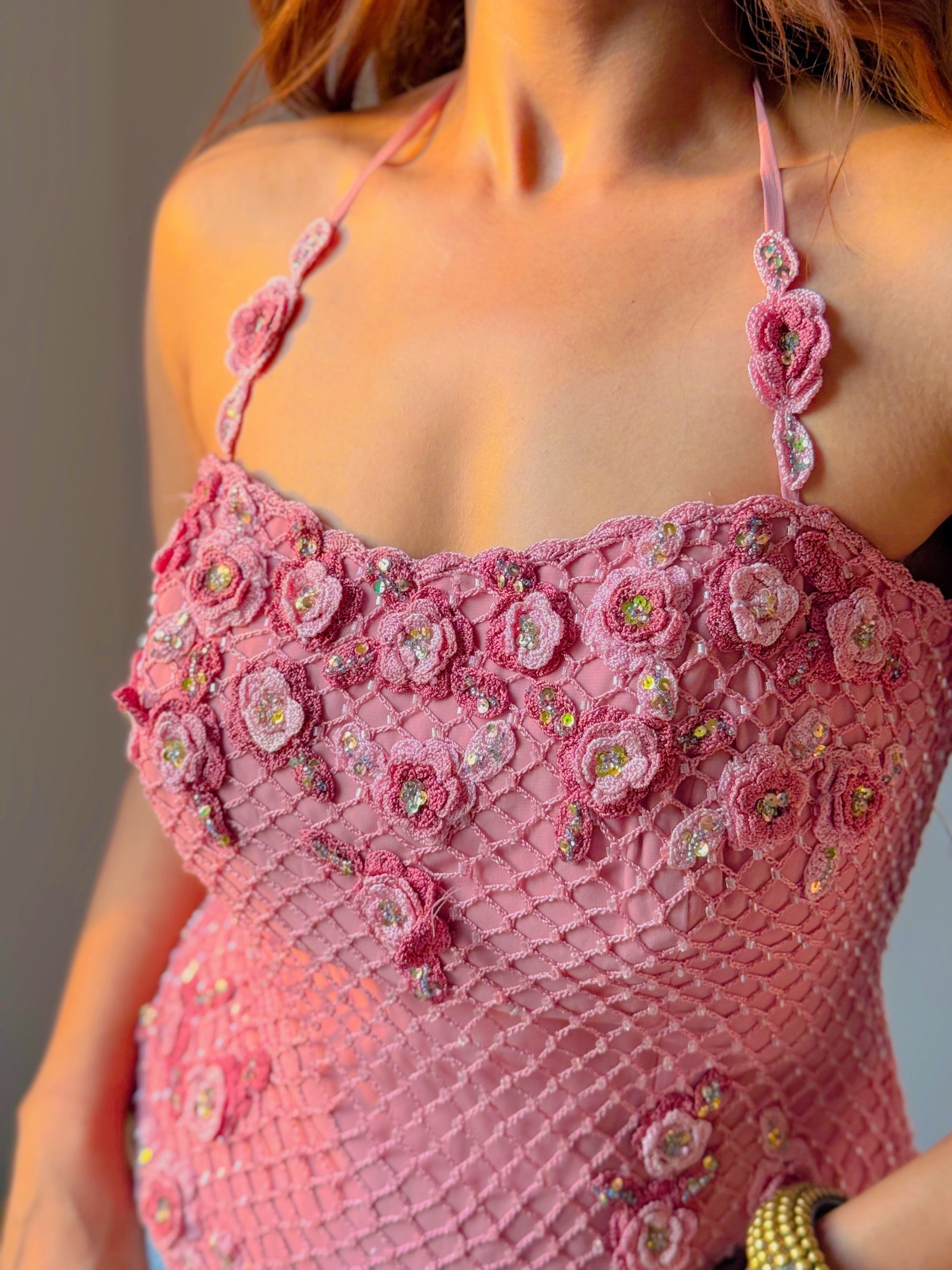 Pink fairy crochet corset top