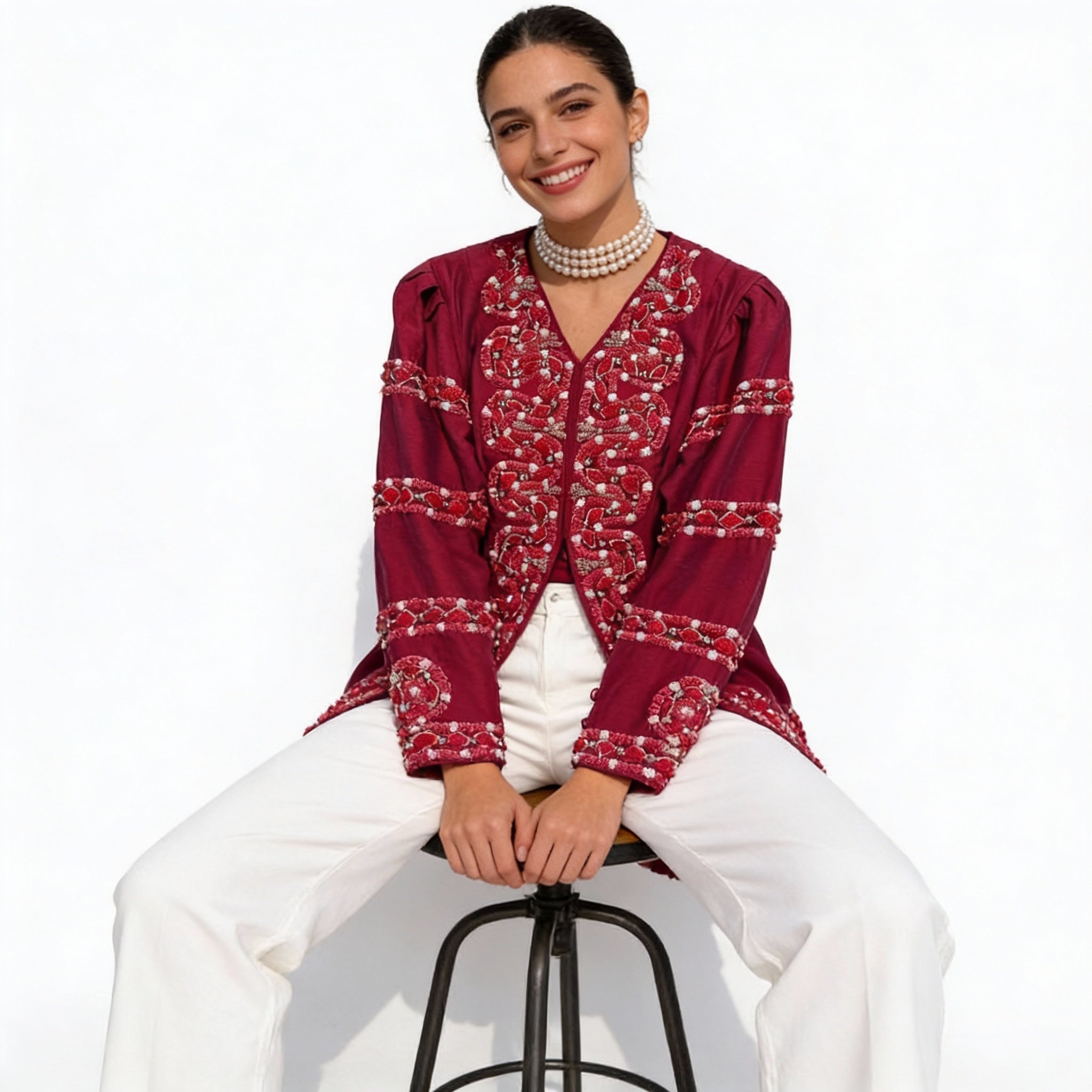Maroon pearl jacket