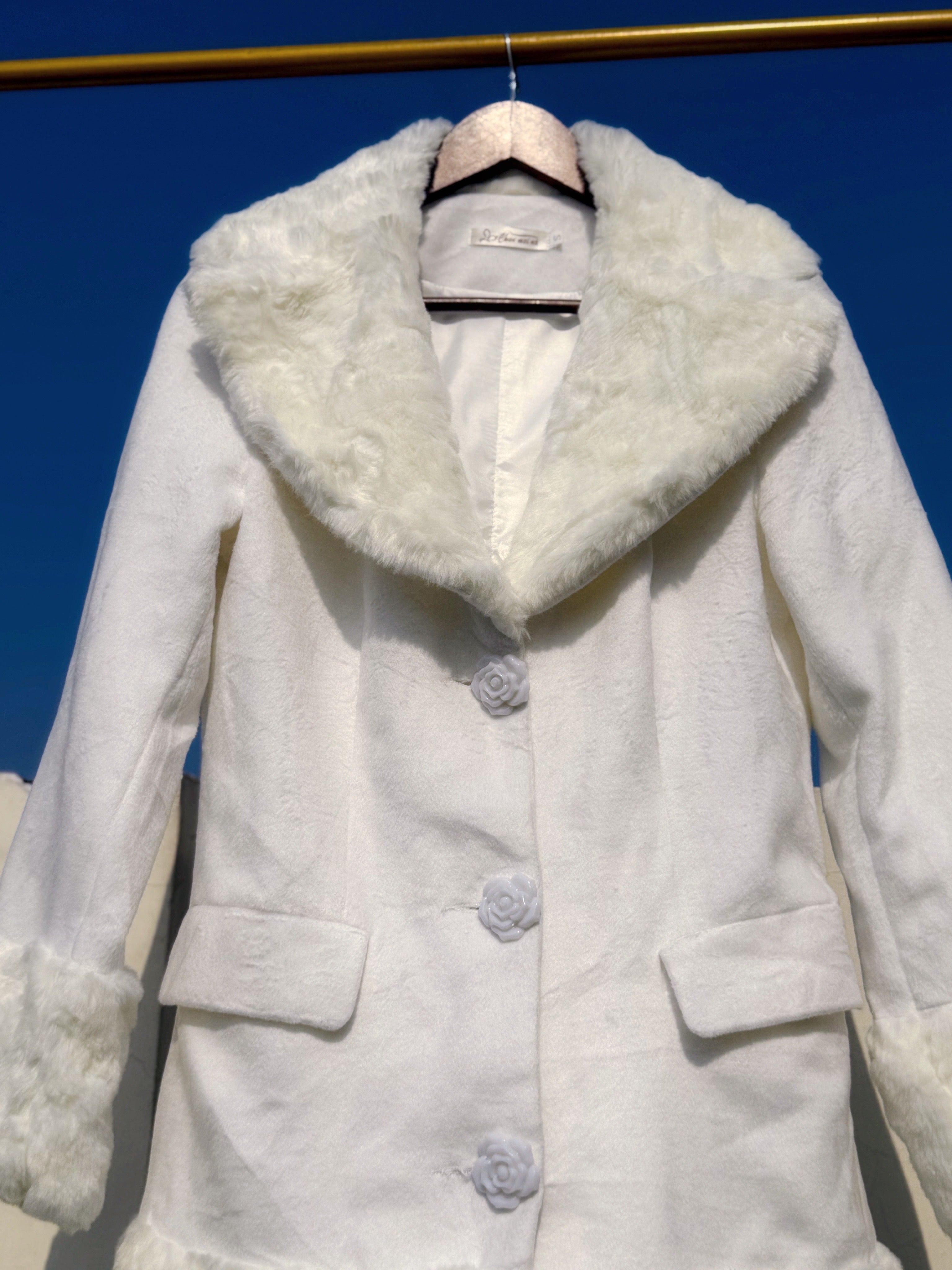 Kendal inspired white fur jacket