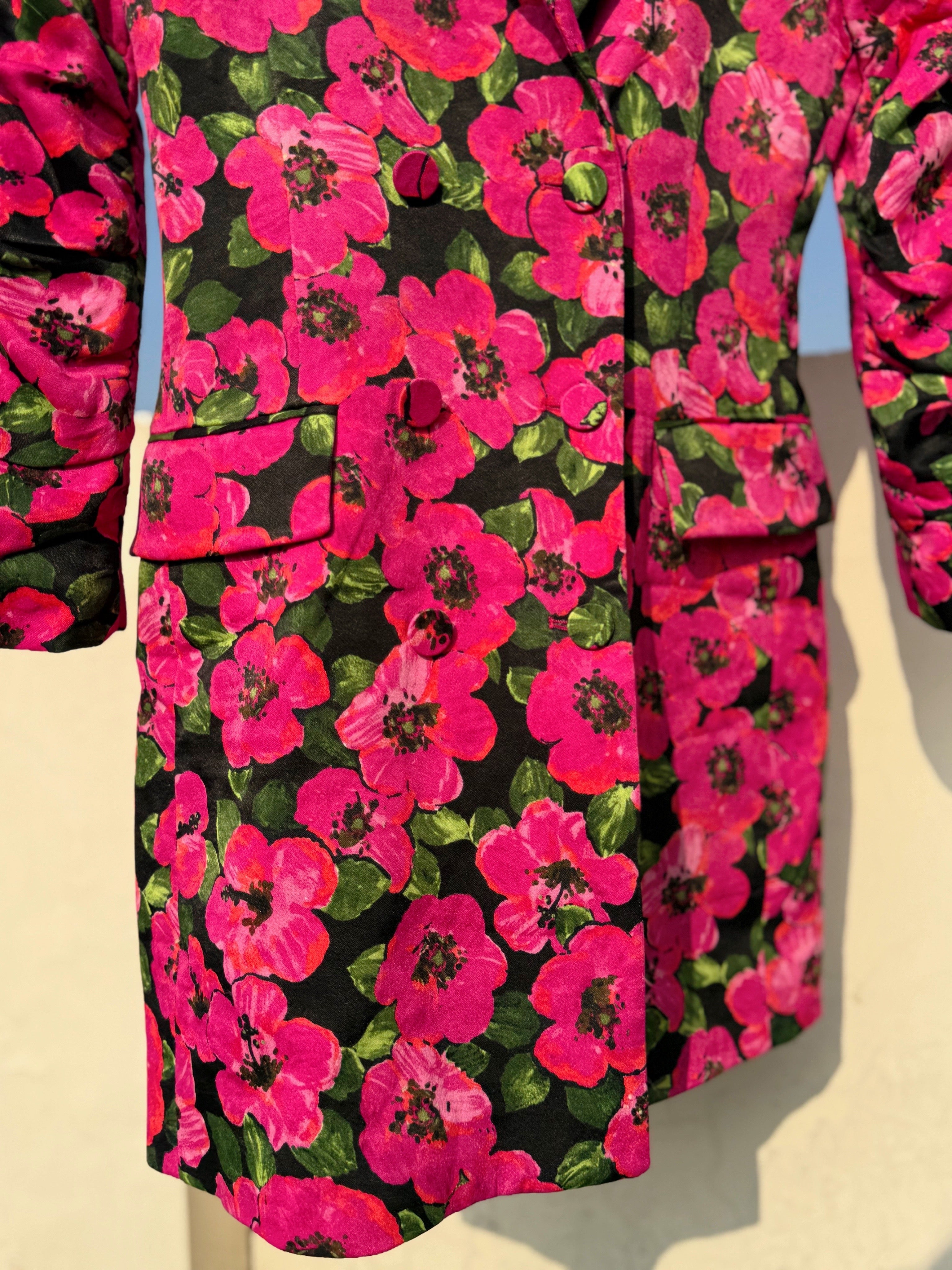 Floral pink blazer dress