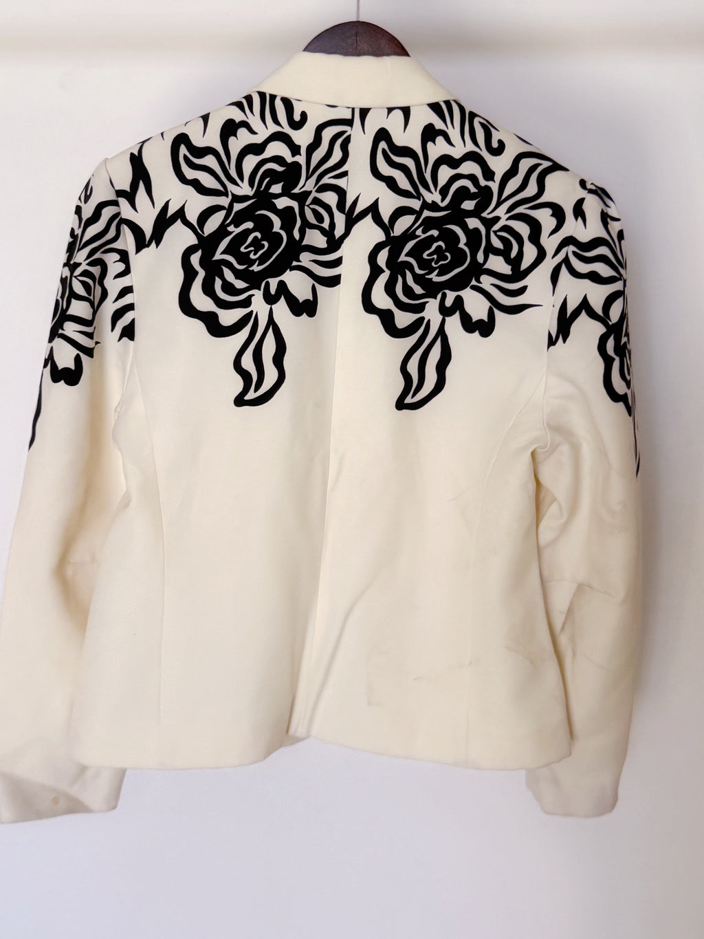 Vintage Veste blanche motif noir blazer
