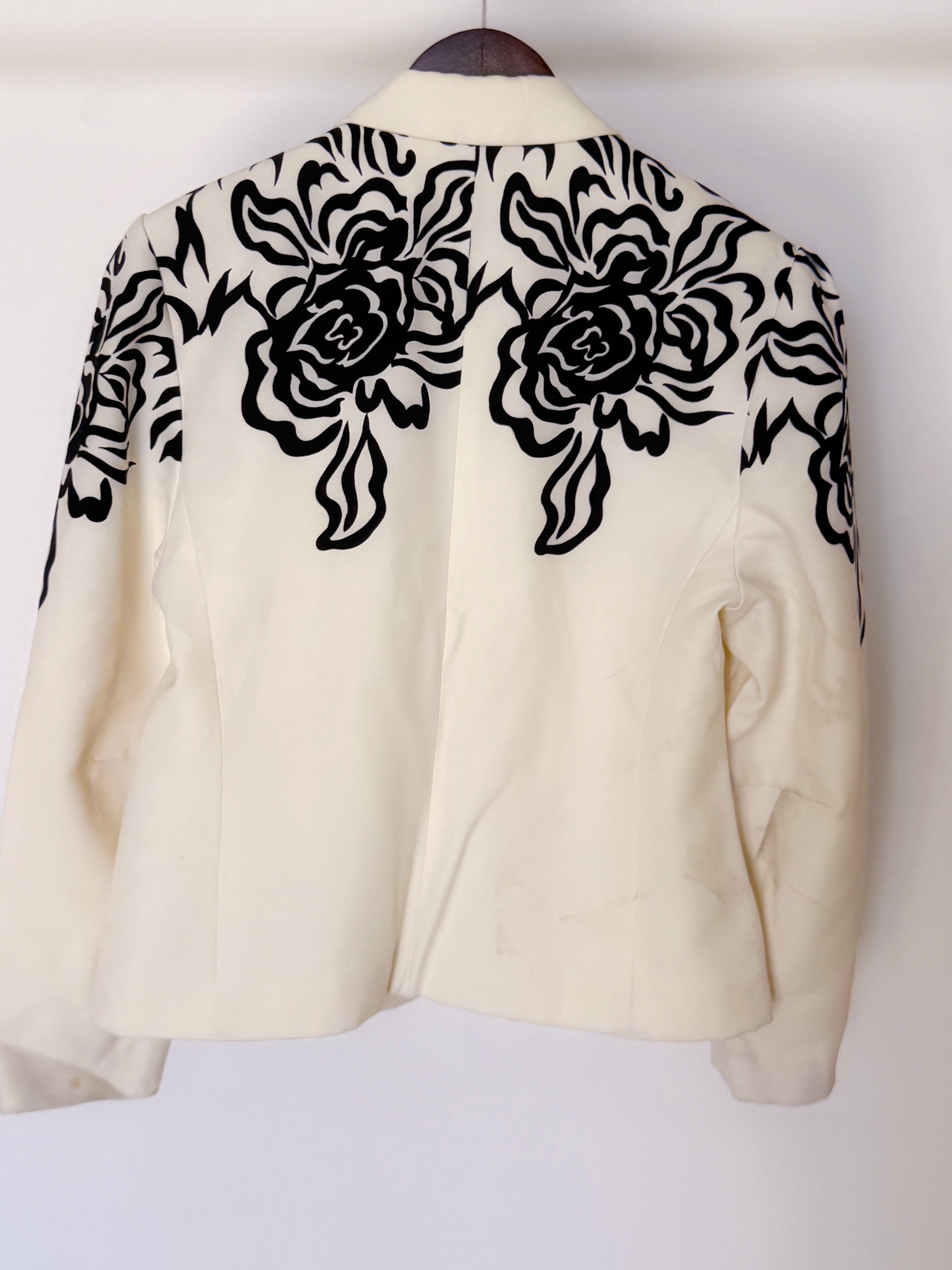 Vintage Veste blanche motif noir blazer