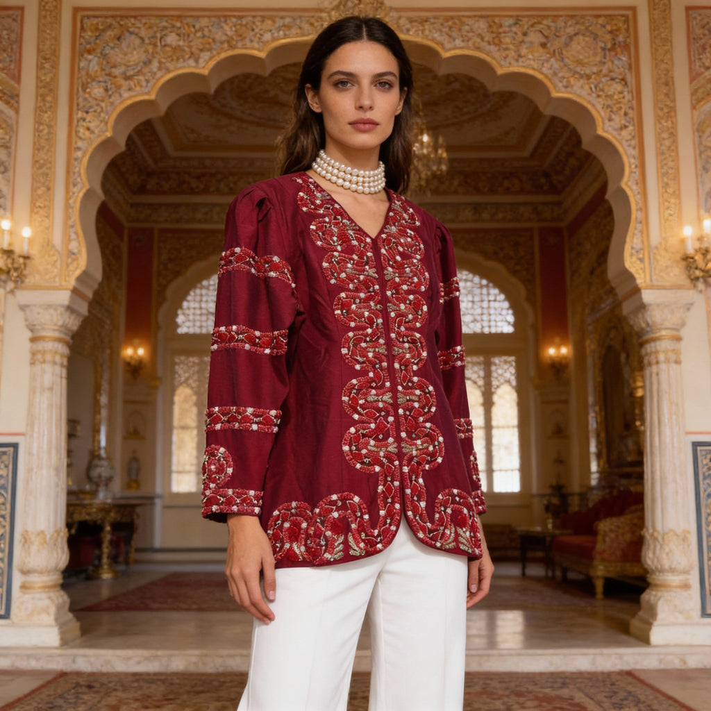 Maroon pearl jacket