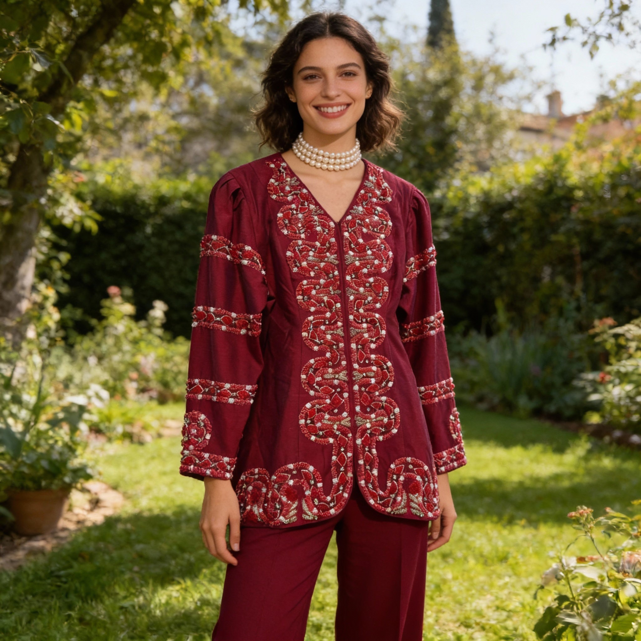 Maroon pearl jacket