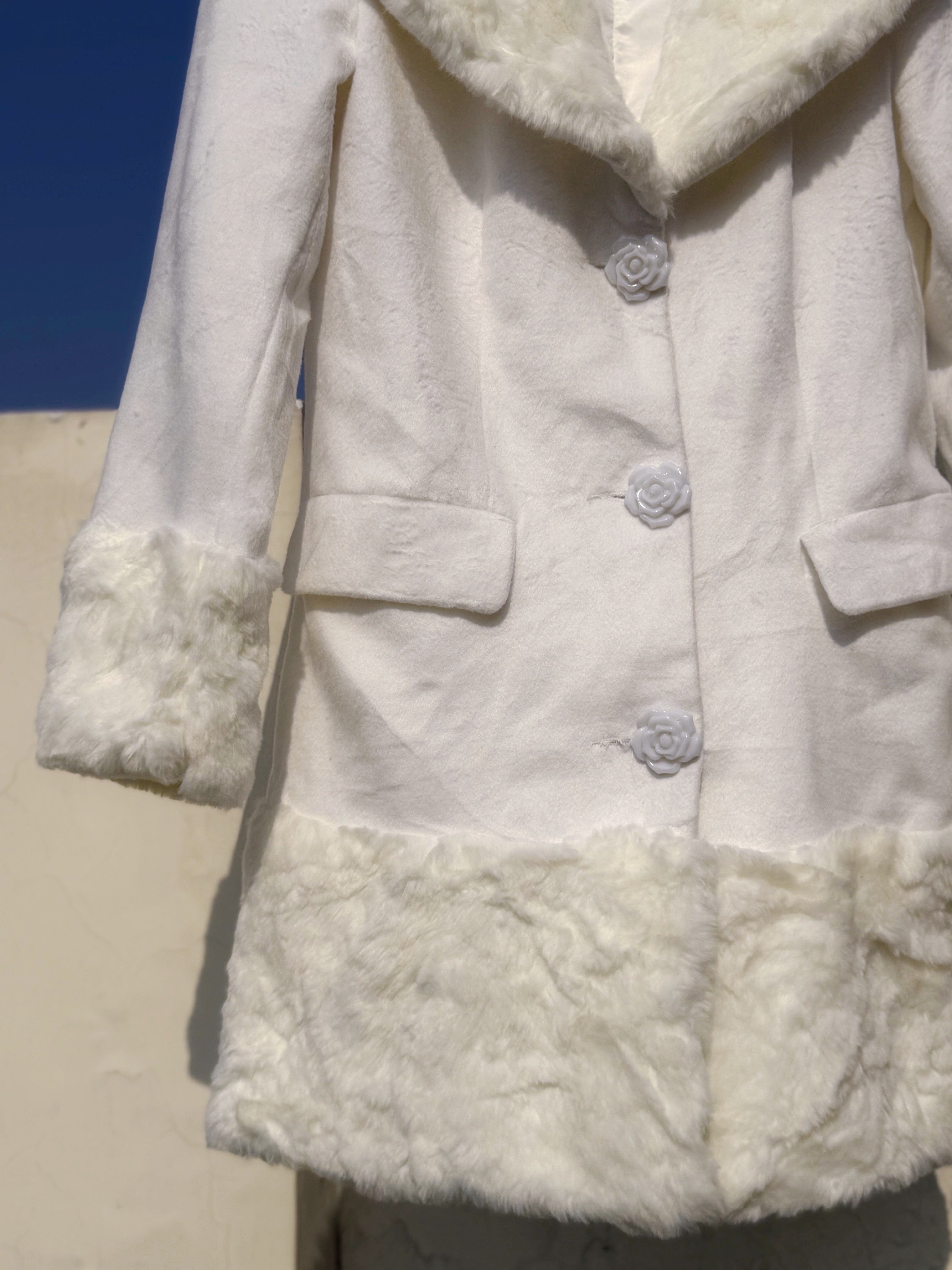 Kendal inspired white fur jacket