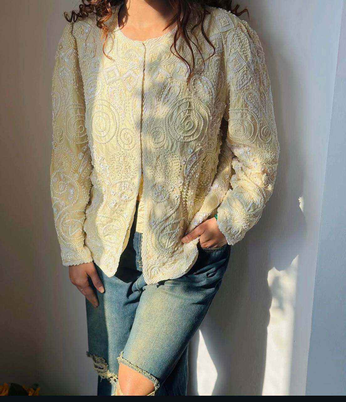 Pearl Embellished Jewel Jacket