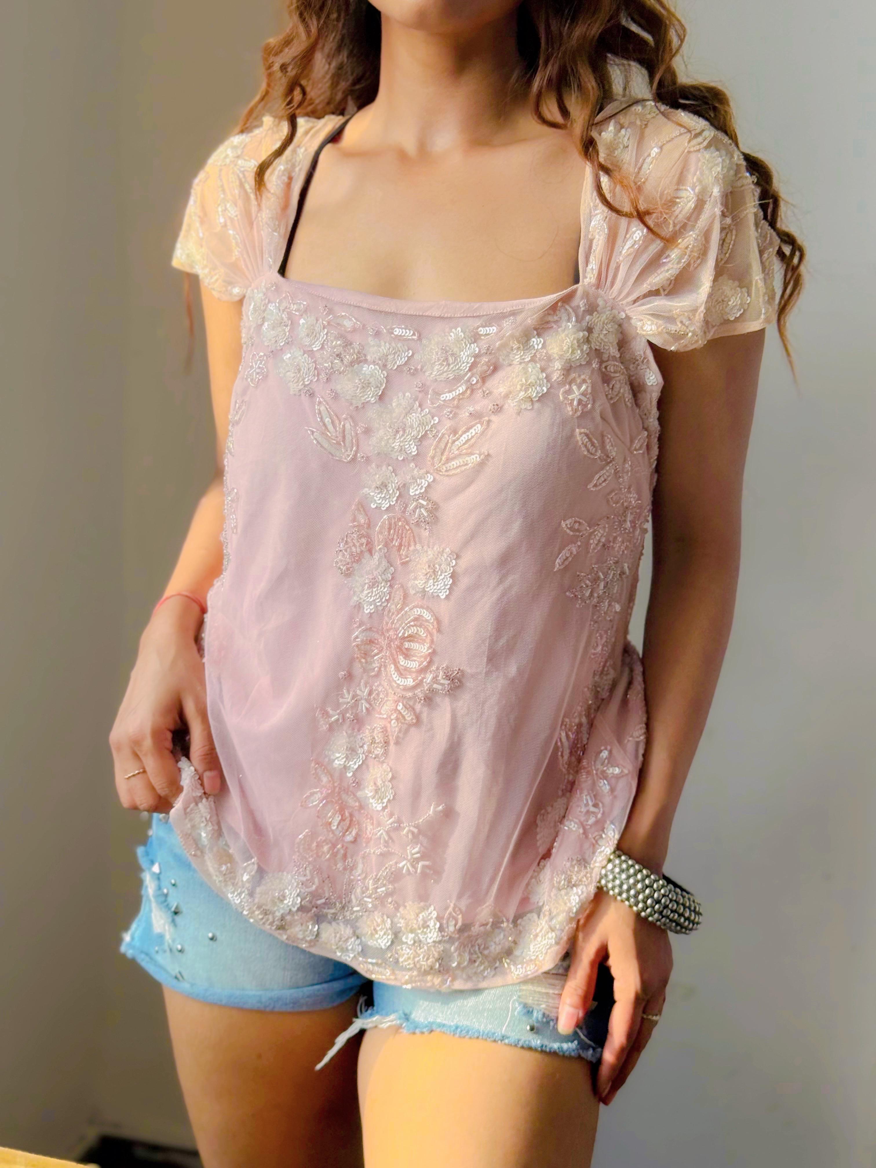 Candy flush pink floral top