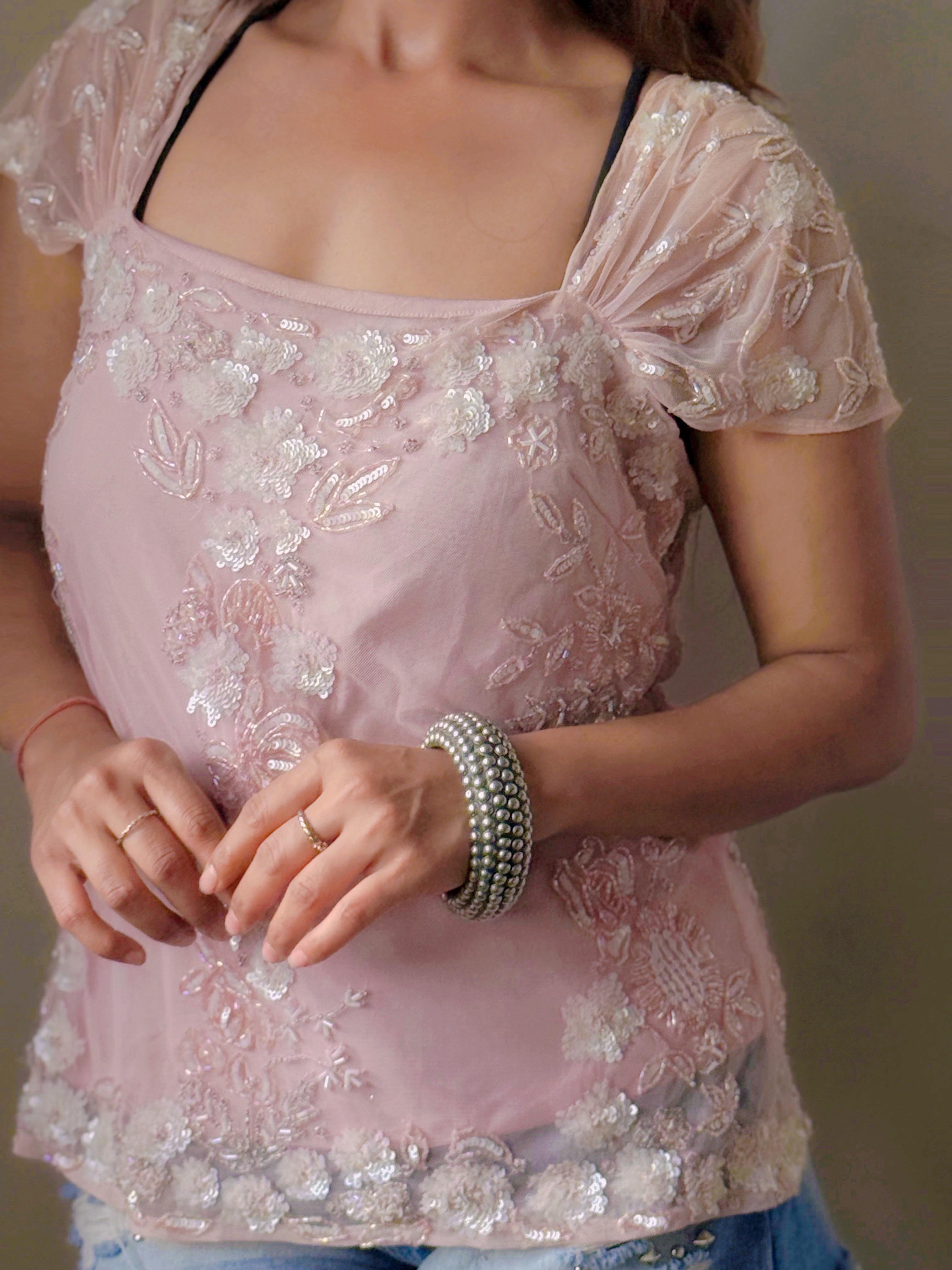 Candy flush pink floral top