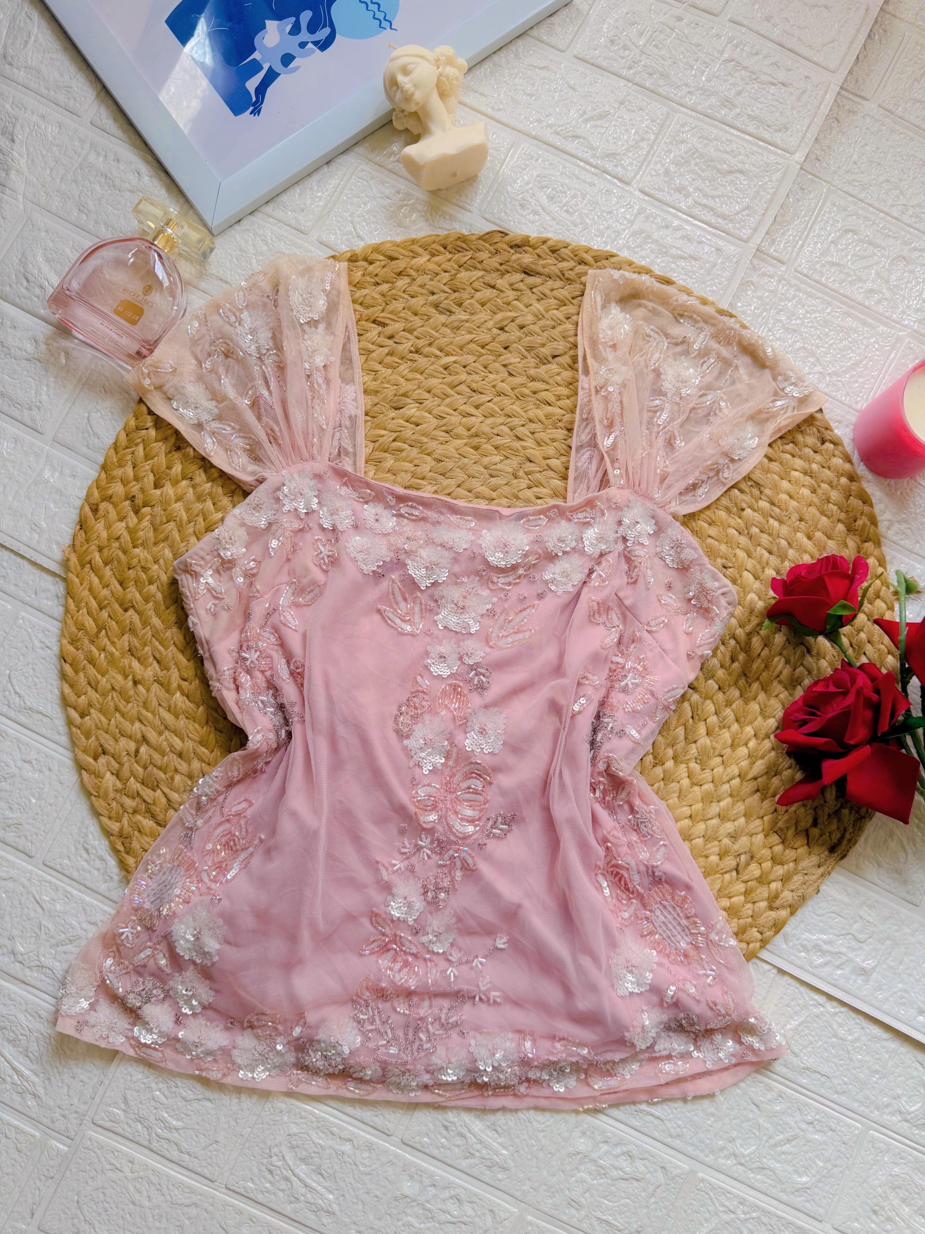 Candy flush pink floral top