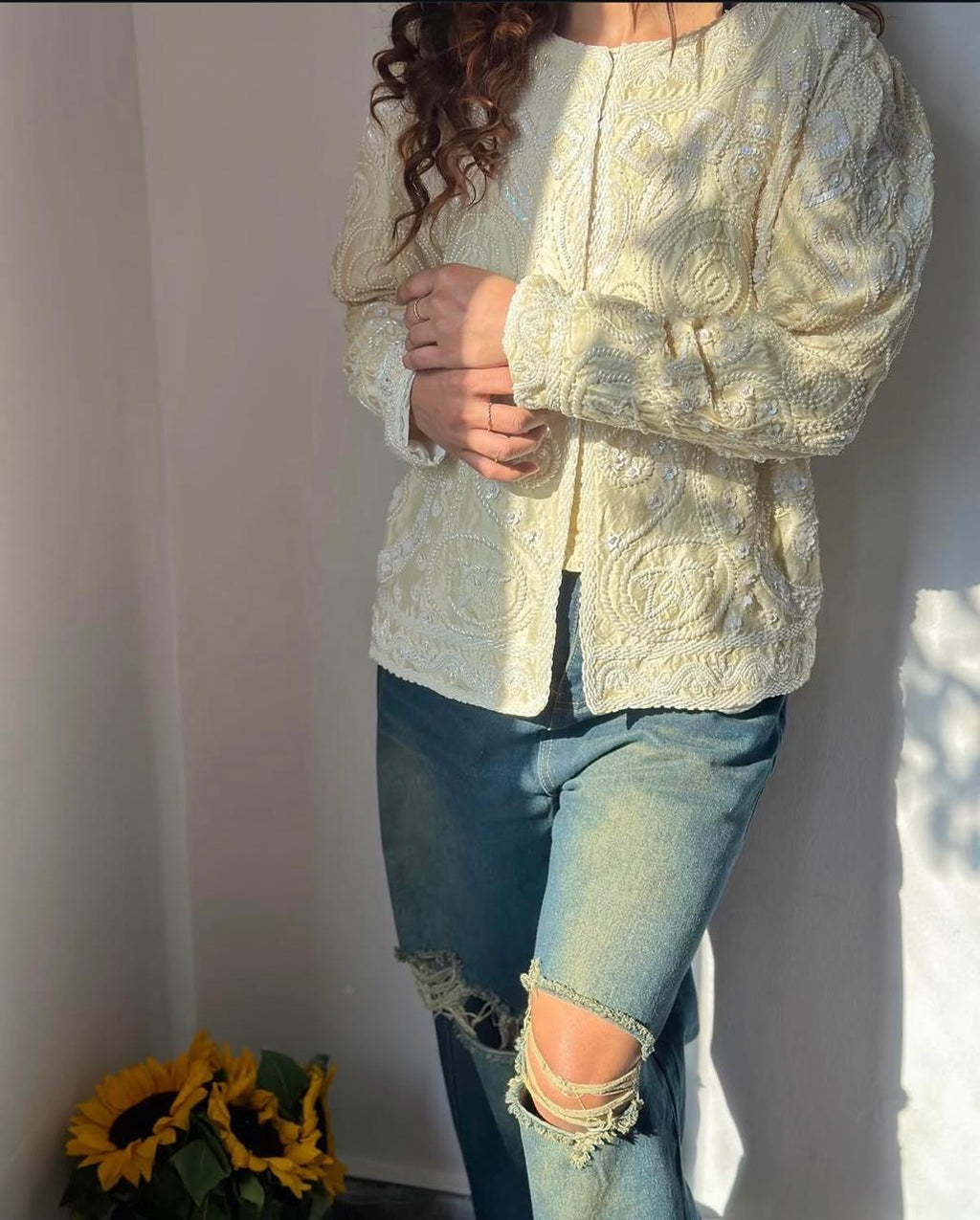 Pearl Embellished Jewel Jacket