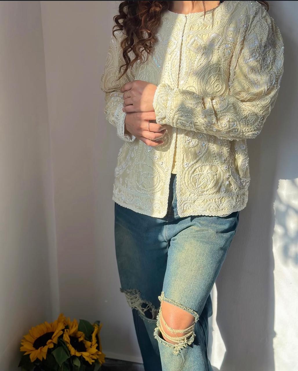 Pearl Embellished Jewel Jacket